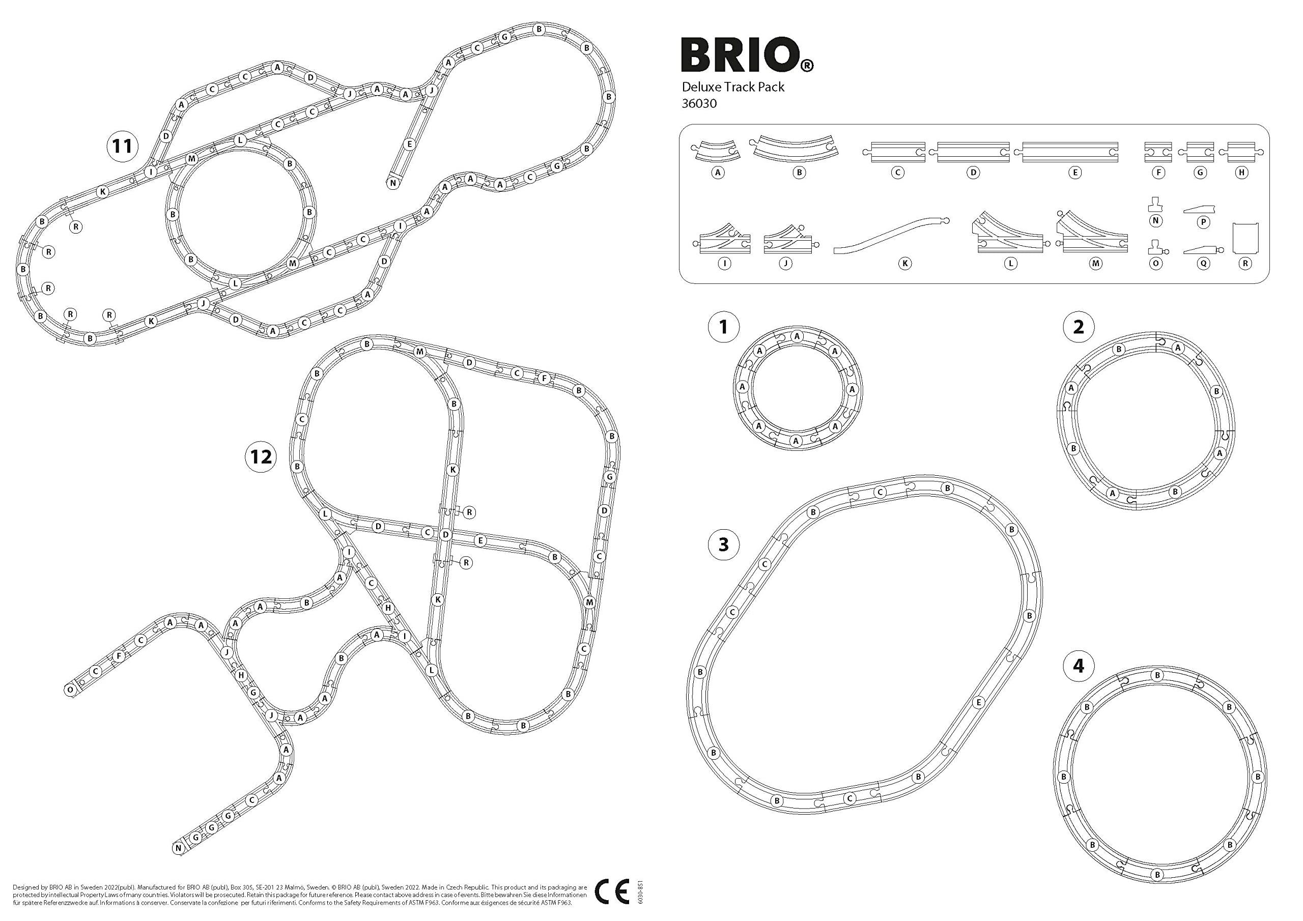 Brio BRIO 36030 World Deluxe Track Pack - 70 Piece Wooden Train Set for Children 3 Years and Up | FSC-Certified Beech Wood | Compatible with All BRIO Railway Sets & Accessories | Ideal for Creative Play