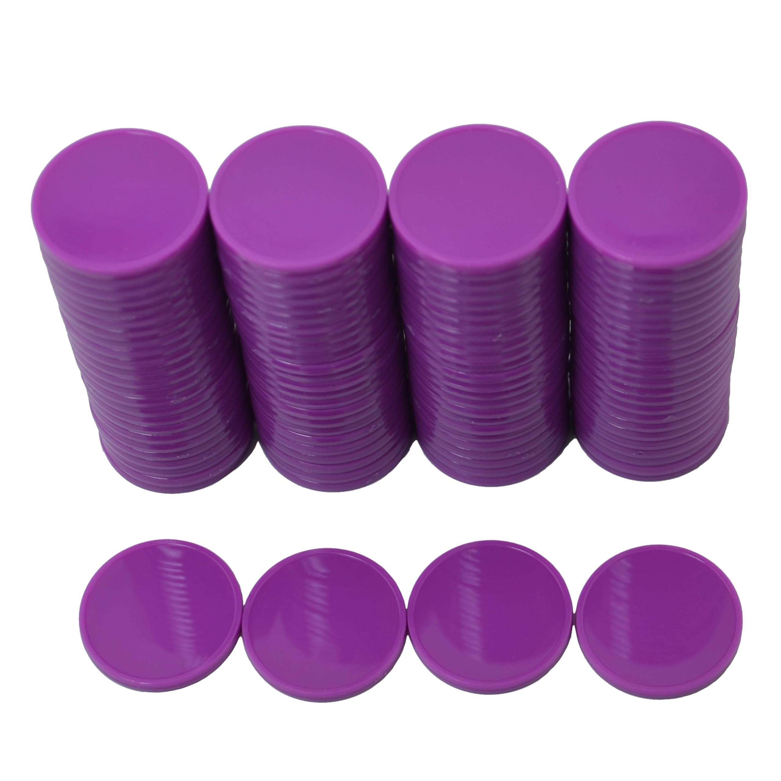 StarMall StarMall 100 Pieces Plastic Learning Countes Disks Bingo Chip Counting Discs Markers Tokens with Storage Case for Math Learning, Counting, Poker Chips Game, Bingo Chips Game (Light Purple)