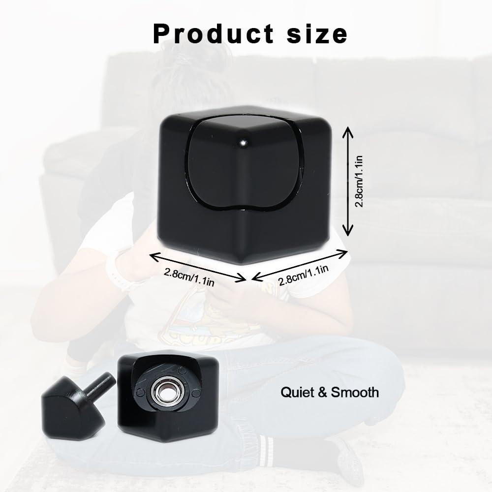 Theresa International Cube Spinner Fidget Toy Relieves Anxiety, ADHD, Stress & Boosts Focus Durable Metal EDC, Fun & Quiet Ideal for Kids & Adults. Black