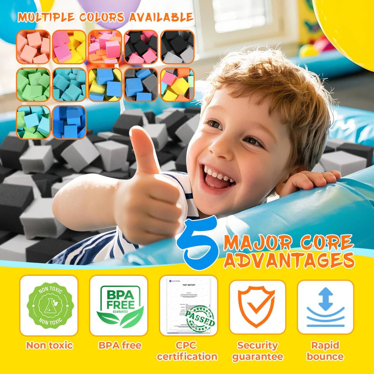 ZMCYER ZMCYER Foam Pit Cubes Blocks - 48PCS Sponge Form Cubes for Foam Ball Pits, Gymnastics, Freerunning and Parkour Courses, Skateboard Parks, BMX, Trampoline Arenas-Grey and Black(5" x 5" x 5")