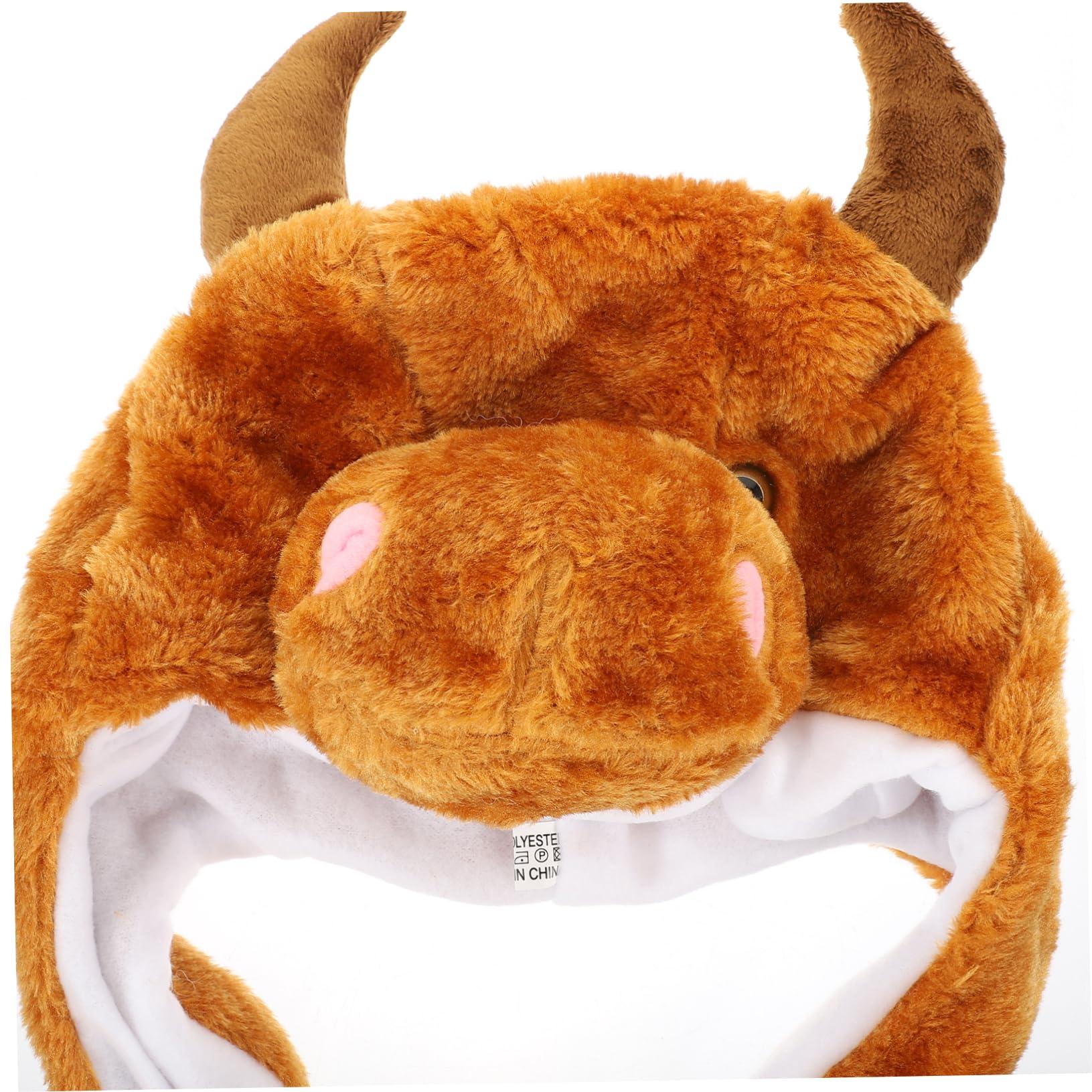 FAVOMOTO FAVOMOTO 1 x Cow Hat with Moving Ears Plush and Pp Cotton Winter for Children with Lights