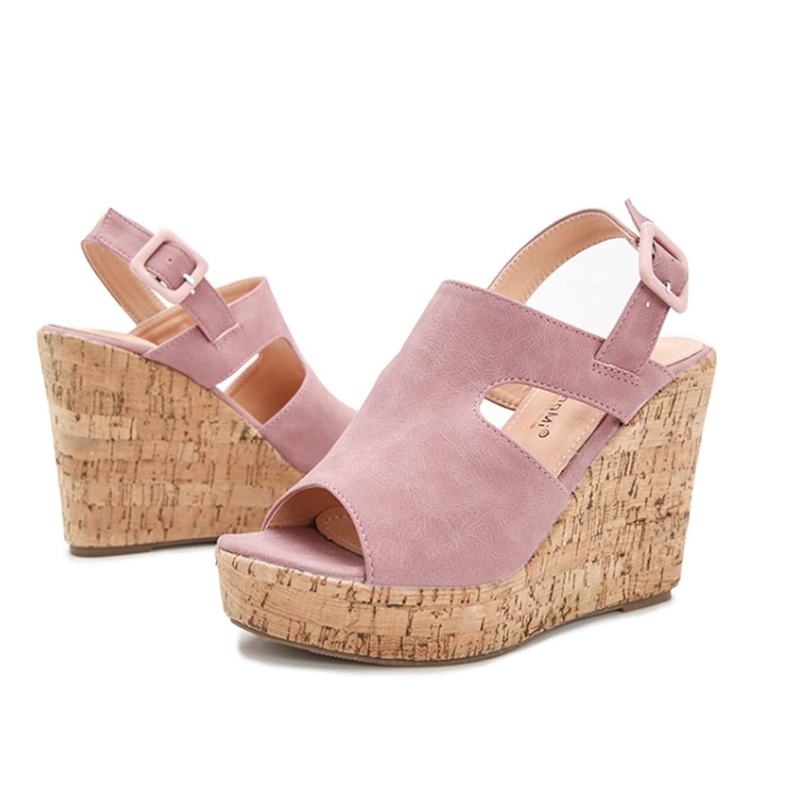 ZBYY ZBYY Women's Platform Sandals Open Toe Buckle Ankle Strap Chunky Platform Sandals Espadrille Gladiator Wedge Sandal