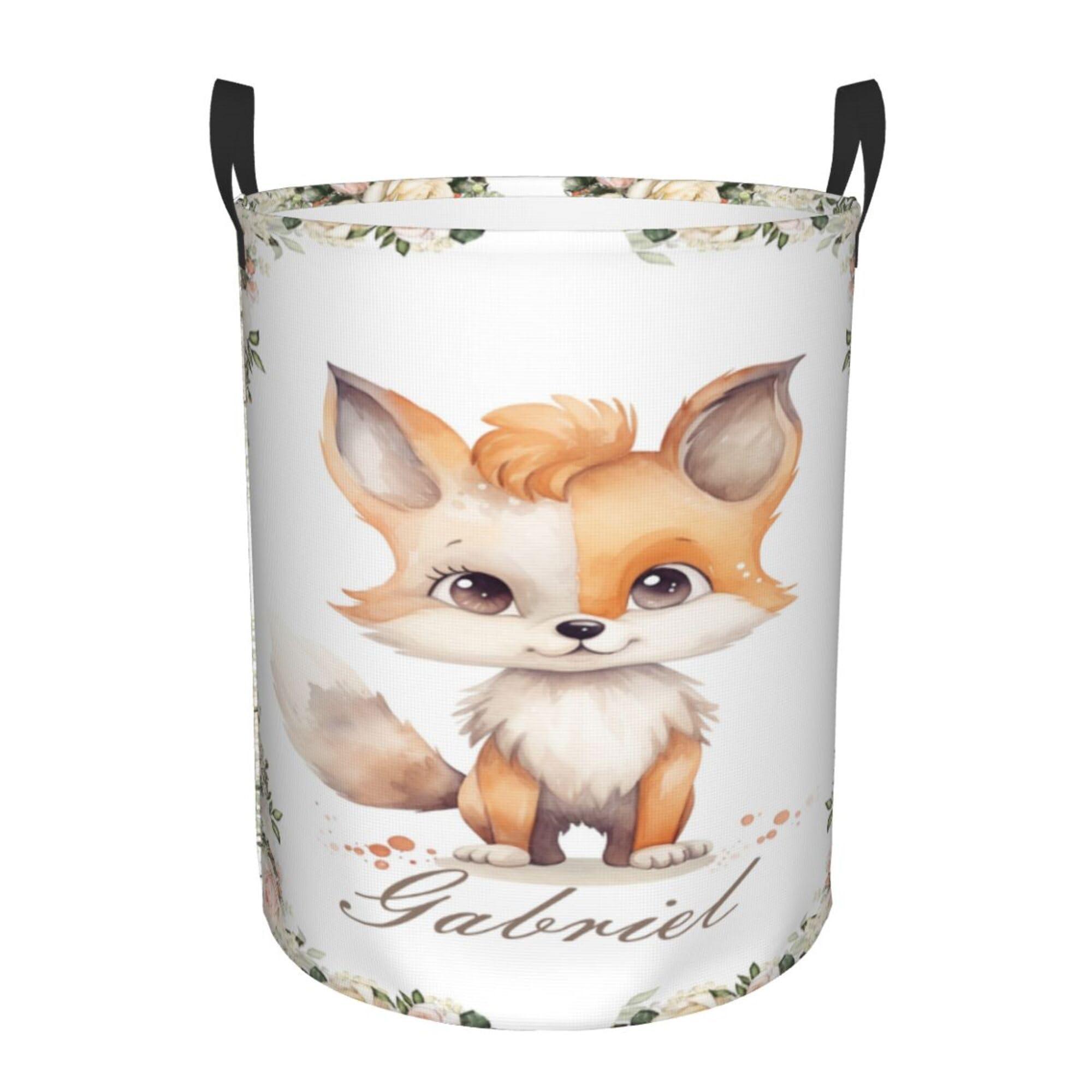 Novusopt Custom Fox Baby Laundry Hamper Personalized Nursery Laundry Hamper Basket for Boys Girls Name Nursery Storage Hamper for Laundry Clothes, Nursery Hampers Baby Gift Baskets