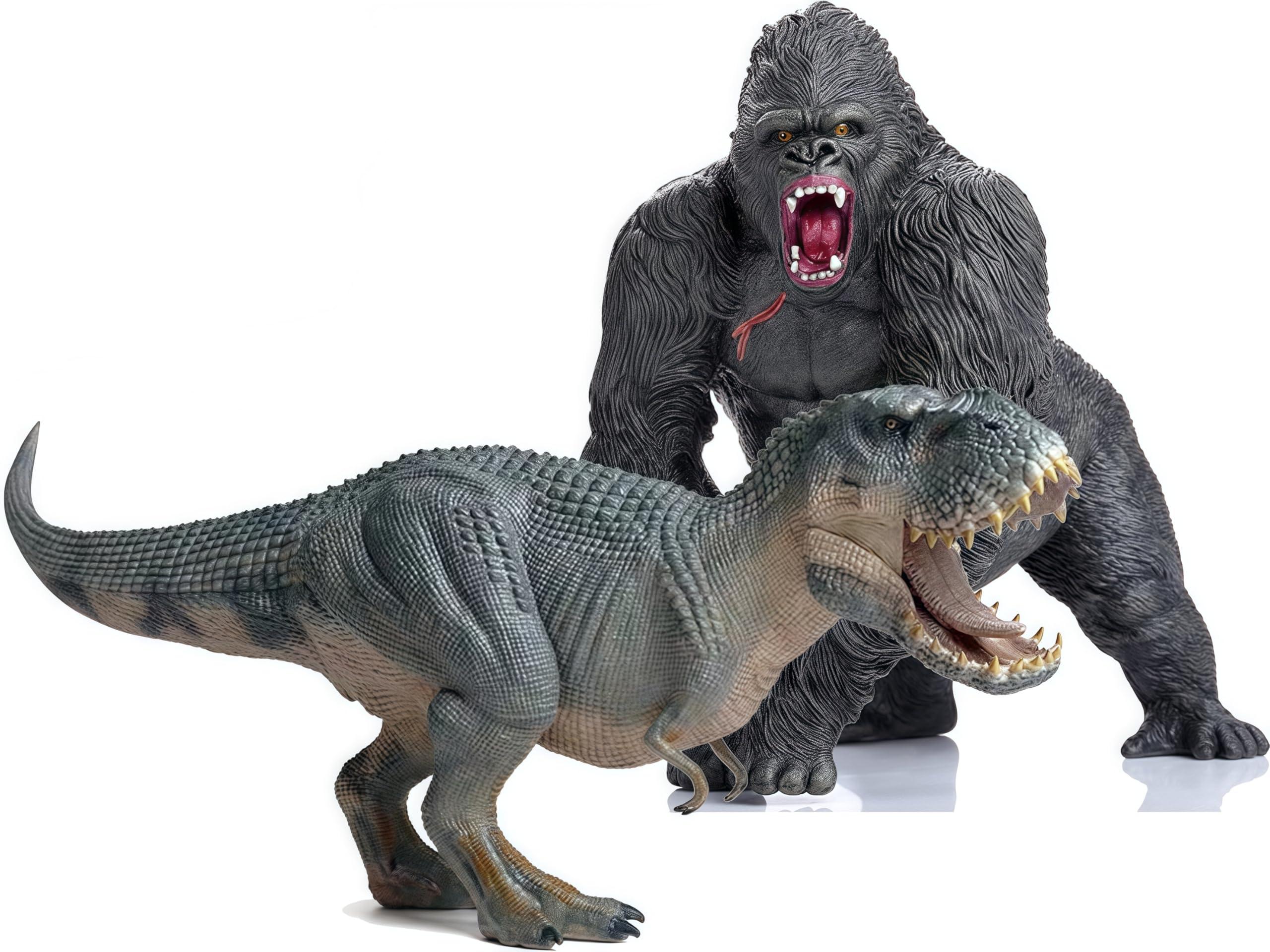 gemini&genius Gemini & Genius King Kong Toys Vastatosaurus Rex Dinosaur World Toys Stand Up with Movable Jaw Gorilla Action Figurine Gift for Kids
