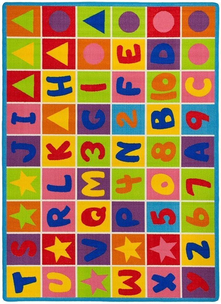 champion rugs champion rugs Kids/Baby Room Area Rug Abc's Alphabet Letters Numbers Fun Educational Sit Spot Shapes Non-Slip Gel Back Bright Colorful Vibrant Colors (5 Feet X 8 Feet)