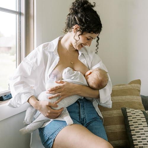 Dr. Brown\'s Dr. Brown's 100% Silicone One-Piece Breast Pump,Hands-Free Breast Milk Collector with Anti-Colic Options+ Baby Bottle (4 oz/120 mL),Level 1 Nipple,Travel Lid and Travel Bag