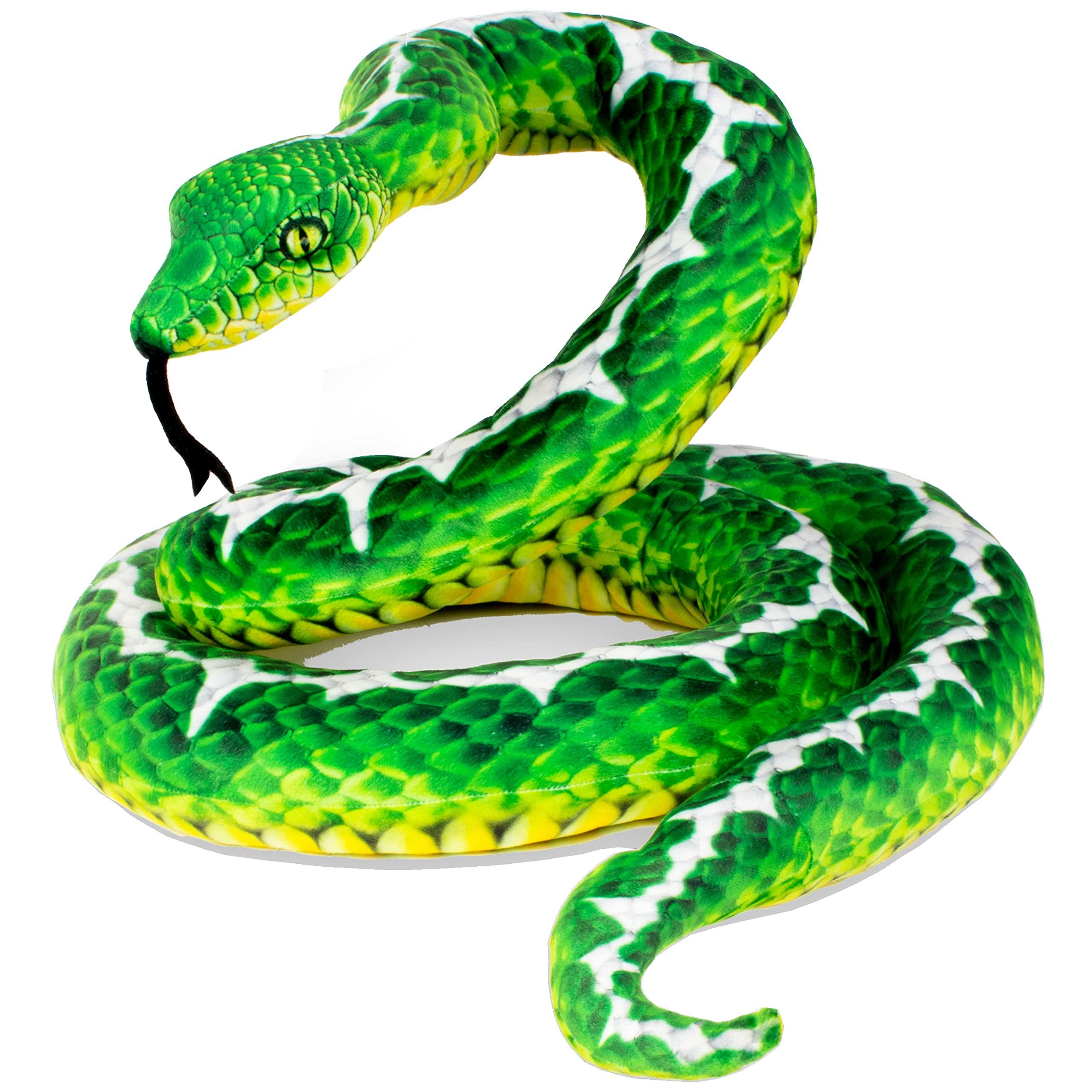Real Planet Real Planet 79\" Stuffed Animal Snake - Over 6 Feet Long Green Snake Stuffed Animal, Giant Snake Plush Toy, Stuffed Snake Plush Large (Green Tree Python, 79\") (78.7\" Long)