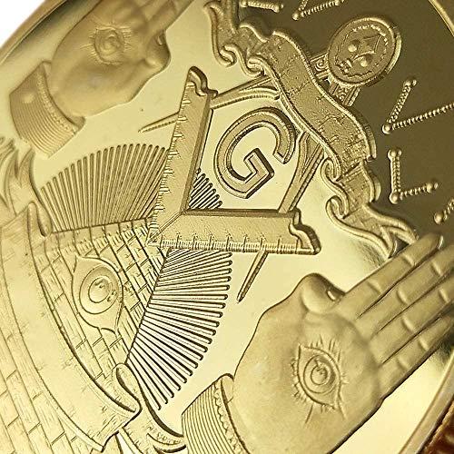 Jokimu Masonic Challenge Coin Gold Plated for Freemason Coin 3D Design with Case
