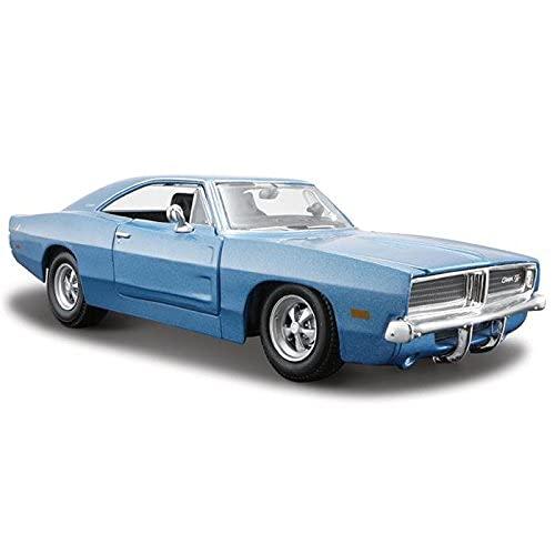 1969 Dodge Charger R/T Blue 1:25 Diecast Model Car image-1