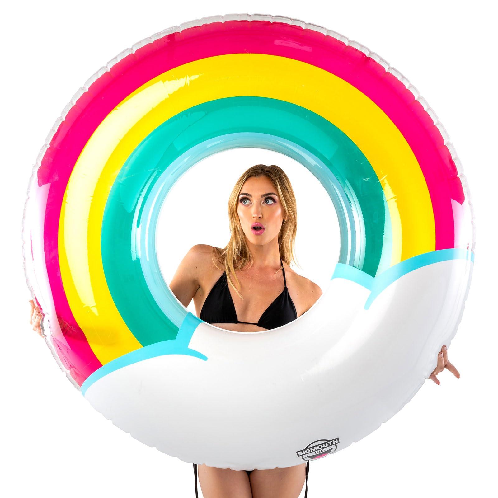 BigMouth BigMouth Inc. Rainbow Ring Pool Float, Over 5' Wide Inflatable Floatie Tube, Blow Up Swim Ring, Outdoor Summer Pool Party Decor