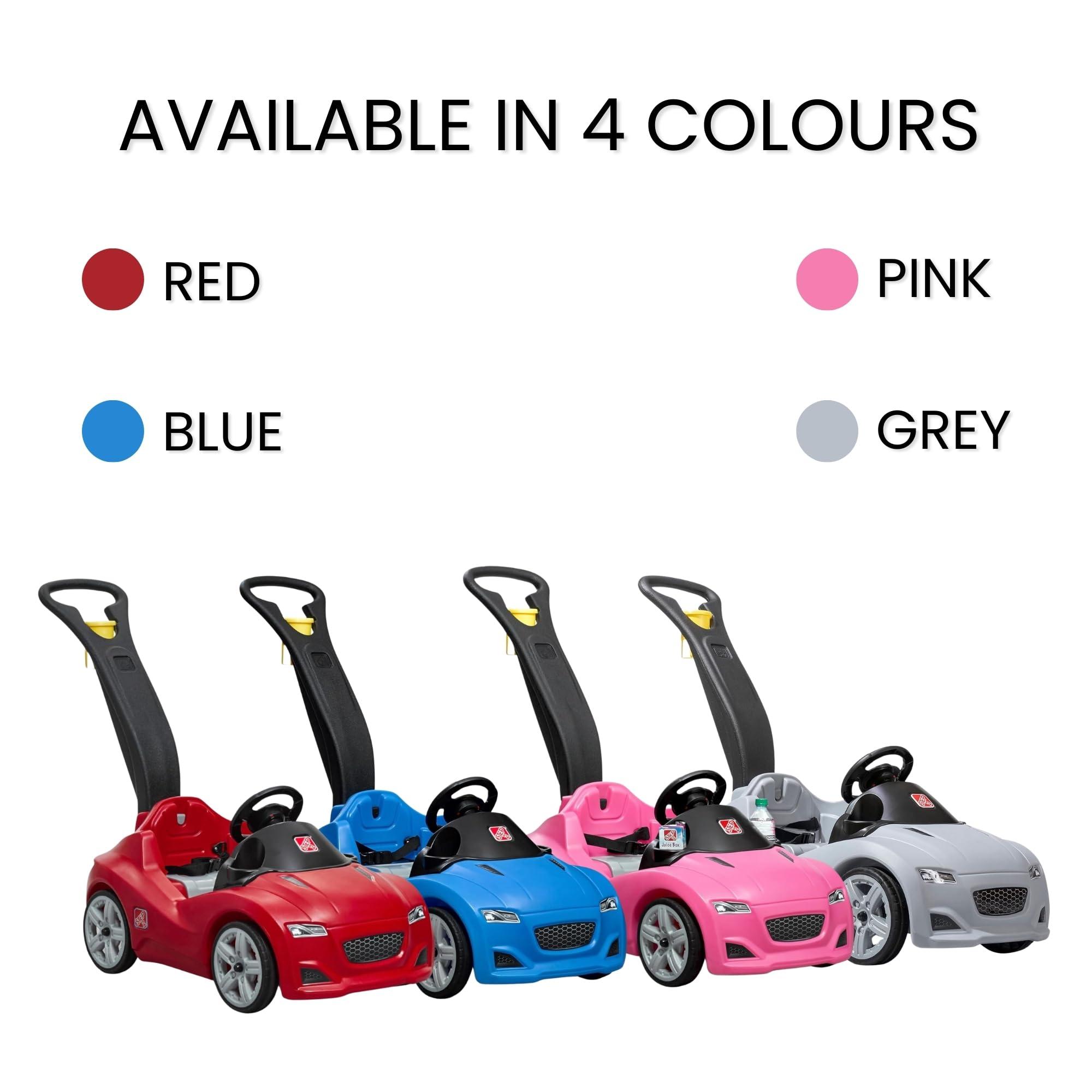 Step2 Step2 Whisper Ride Cruiser Kids Push Car, Ride On Toy, Stroller Substitute, Includes Seat Belt & Horn, Made of Durable Plastic, Max Weight 50 lbs., For Toddlers 1.5-4 Years Old, Gray