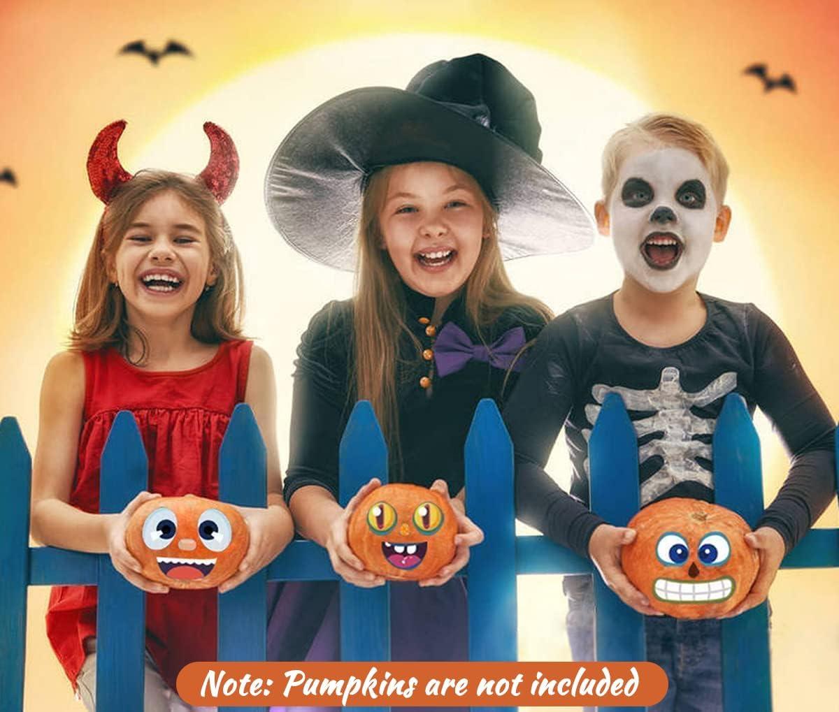 OuMuaMua OuMuaMua 48 Pack Halloween Pumpkin Decorating Craft Stickers Mini Make 48 Small Pumpkin Face Stickers Monster Stickers for Halloween Kids Toddlers Treats Party Favors Supplies 24 Sheets
