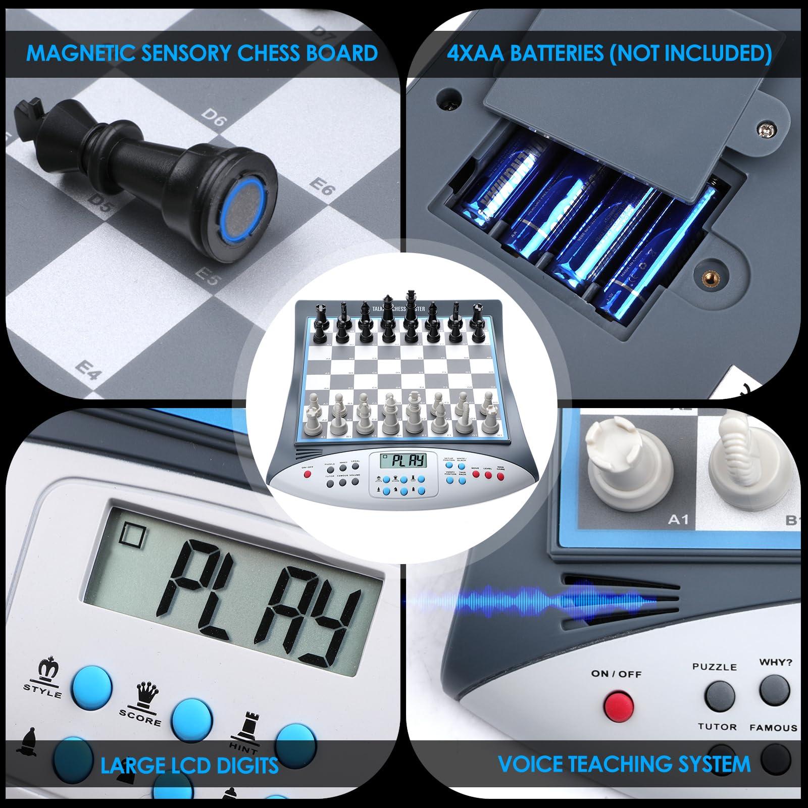 LEVEROAM LEVEROAM Electronic Chess Set with Voice Teaching System, Magnetic Computer Chess Game, Great Partner for Beginners & Improving Players, Electronic Chess Board Grows Your Chess Skills