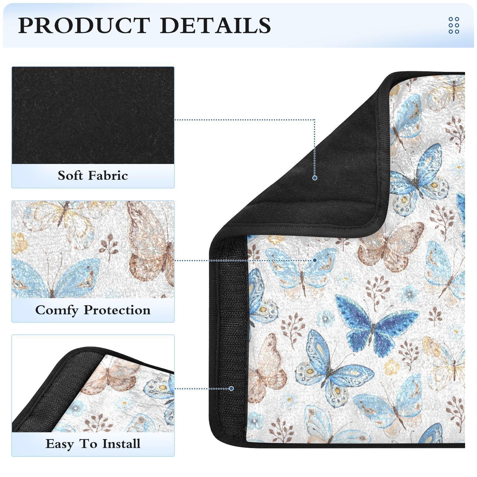 ElliTarr ElliTarr 2 Pack Seatbelt Covers Seat Belt Cover Pad for Adults Boys Girls Car Seat Strap Covers Pads Cushion Universal Shoulder Strap Pad Protector for Backpack Camera Bag 10 x 7.7 Inch Butterfly