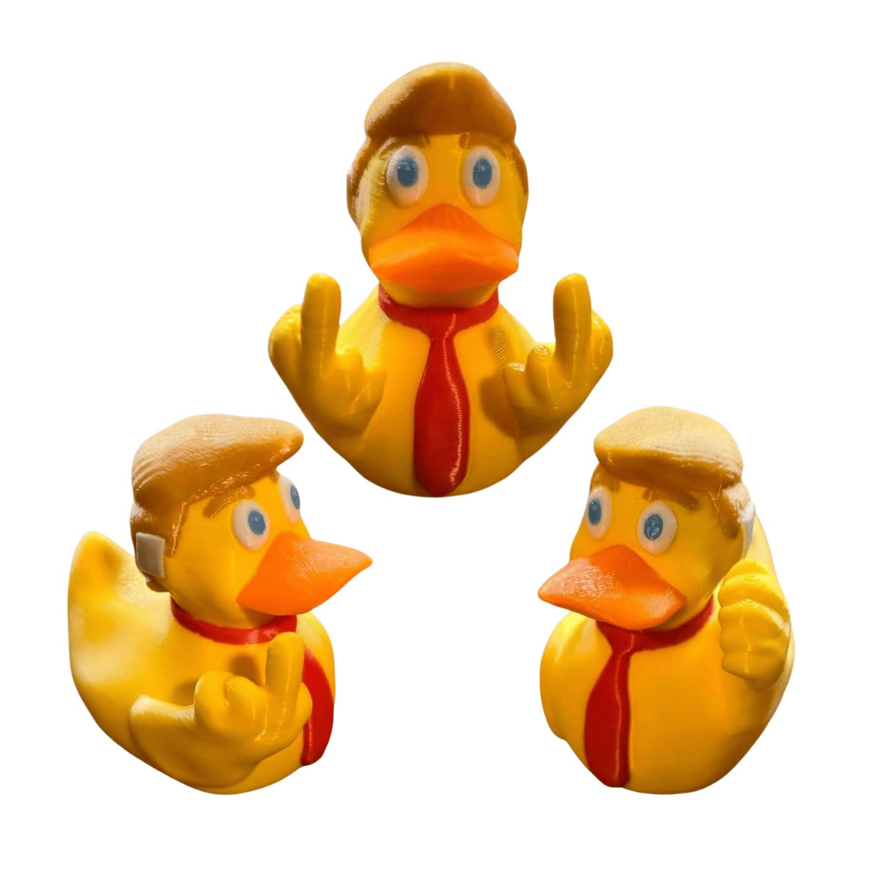 Aimery Aimery 2024 Double Middle Finger Duck with Ear Bandaid, Donald Trump Duck, Trump Ducks for Jeeps, Fist Trump Ducks Funny Gifts Toys for Party Favors (Fist Trump) (Fist Duck)
