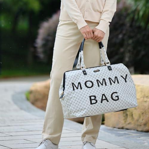 SUNVENO SUNVENO Diaper Bag Women Travel Bag Mommy Bag Weekender Bags Large Capacity duffle Bag, White