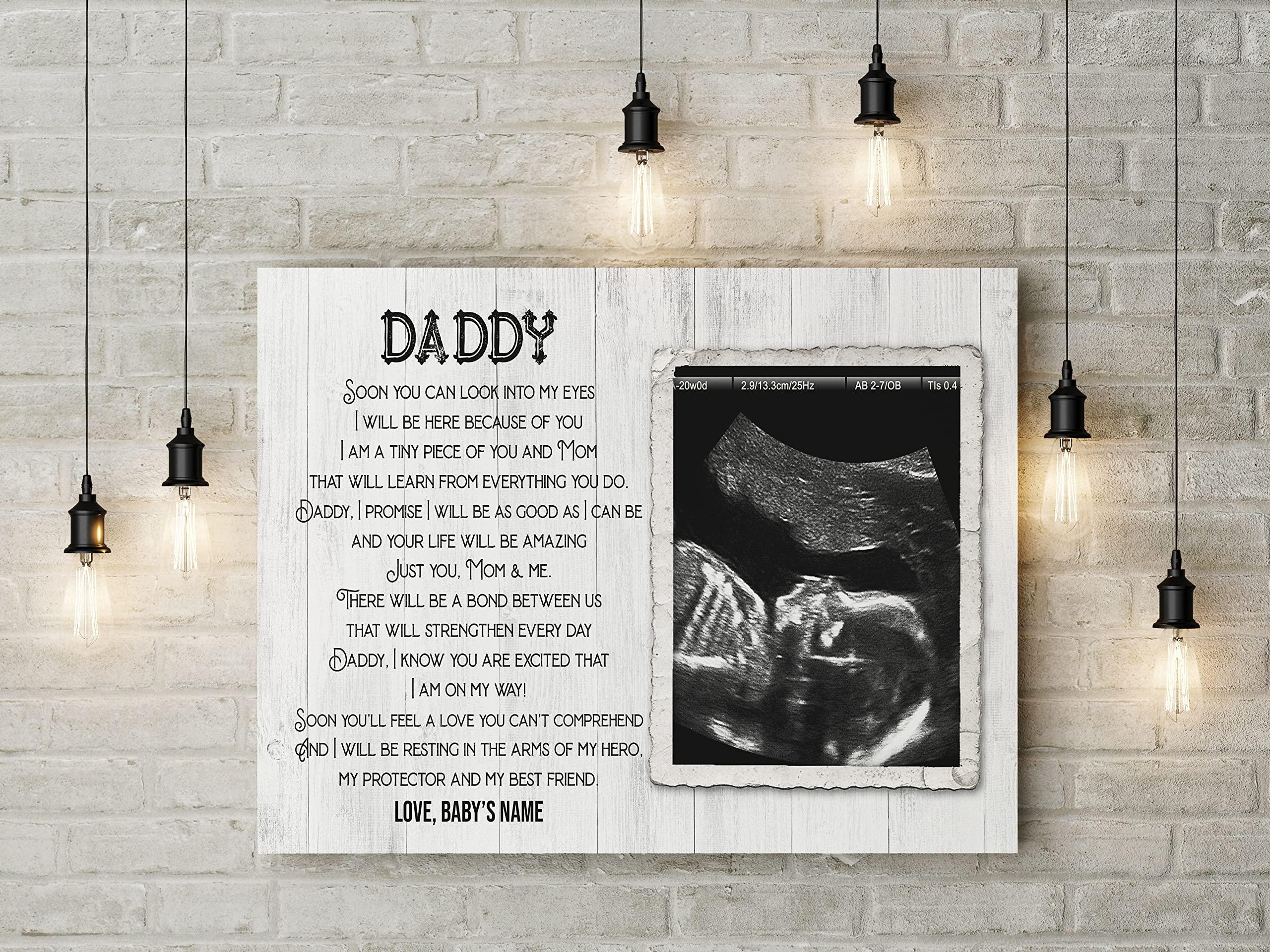 ToysCentral Basics First Fathers Day Custom Sonogram Canvas Dad to Be Gift New Daddy 1st Time Father Expecting Dad Gift from Baby Bump| N2579 (10x8 inch)