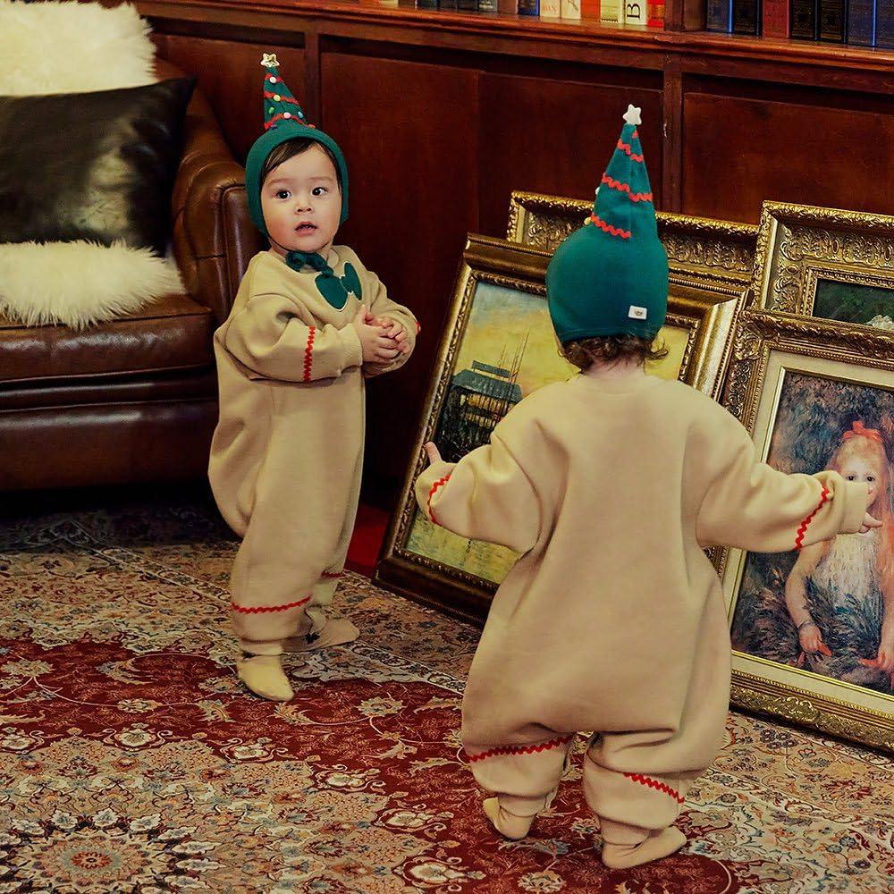 Ayalinggo Ayalinggo Baby Gingerbread Man Costume Newborn Infant Christmas Outfit Toddler Kids Ginger Bread Outfit Romper Jumpsuit Hat (Beige, 12-18 Months)