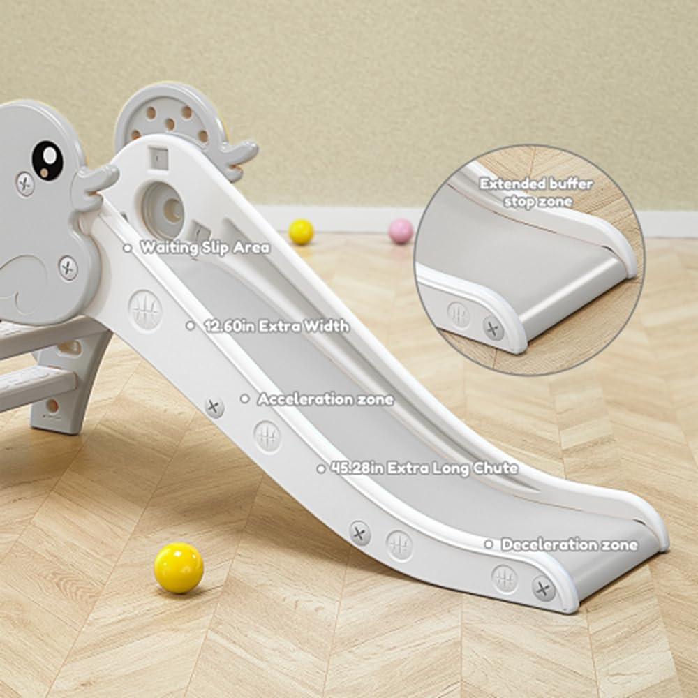 ToysCentral Basics Kid Slide for Toddler Age 1-3 Indoor Plastic Slide Outdoor Playground Climber Slide (Duck Grey White)