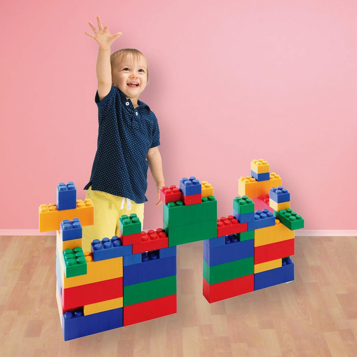 UNiPLAY UNiPLAY Giant Plump Toddler Soft Building Blocks - 48-Piece Stacking Set for Early Cognitive Development and Creative Play - Ages 3 Months+