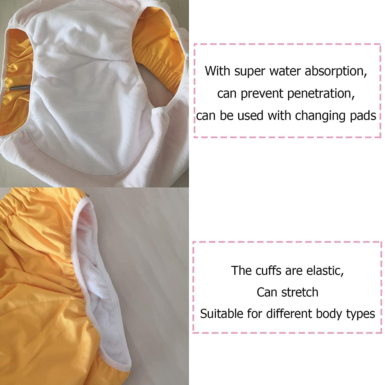 DACUN Daily Wearing Safety Certification Leak Protection Diaper for Adult Reusable Cloth Nappy Moisture Absorbing Breathable Anti-Leakage Diapers (Color : Yellow, Size : S-Small)