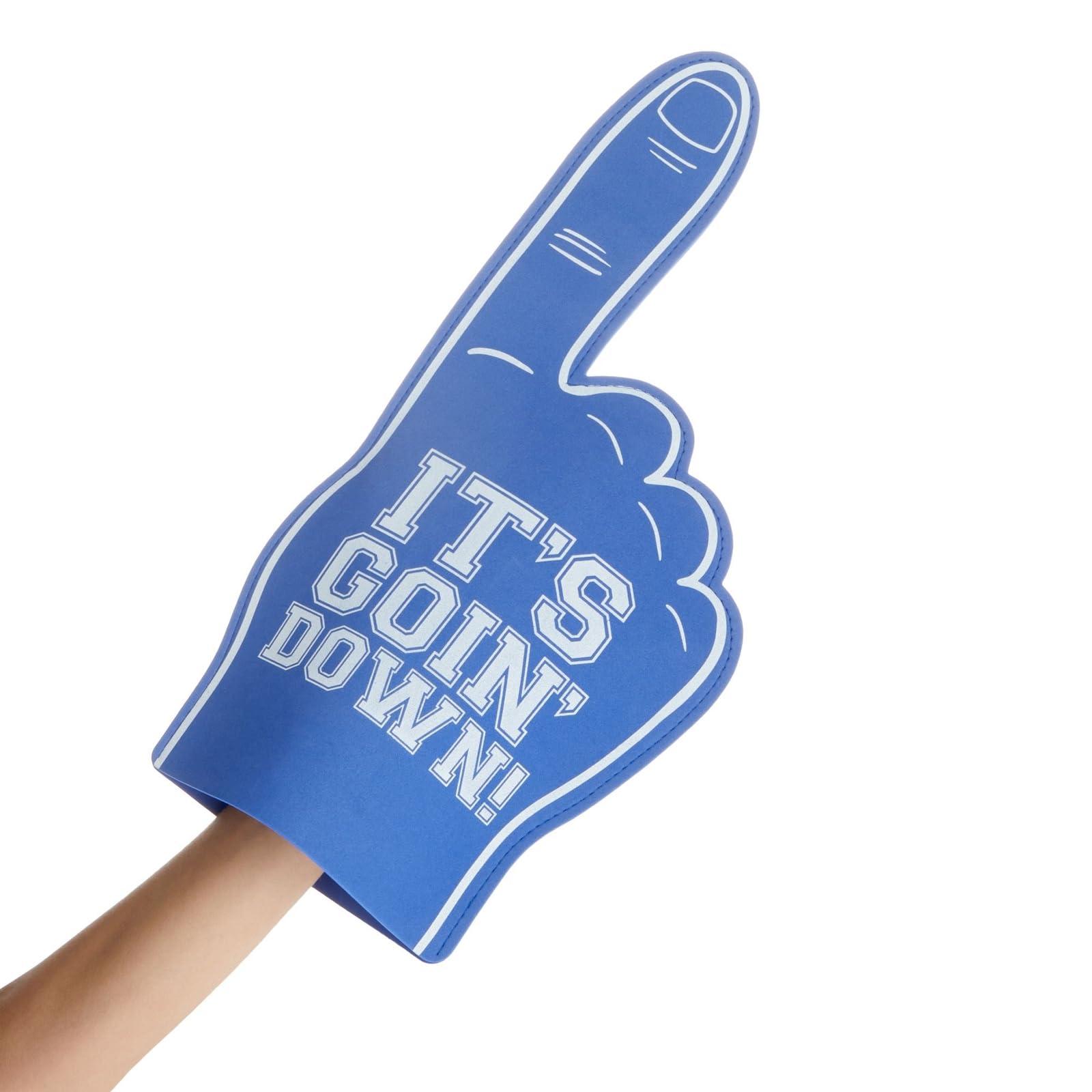 Okuna Outpost Okuna Outpost 2 Pack Blue Foam Fingers #1, It\'s Goin\' Down for Sports Fan Accessories, Cheering, Party Favors, 17.5 Inch Giant Foam Hand