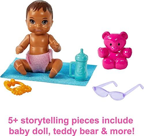 Barbie Barbie Skipper Babysitters Inc Playset with Brunette Doll, Stroller, Baby Doll & 5 Accessories, Remove Stroller Seat for Carrier