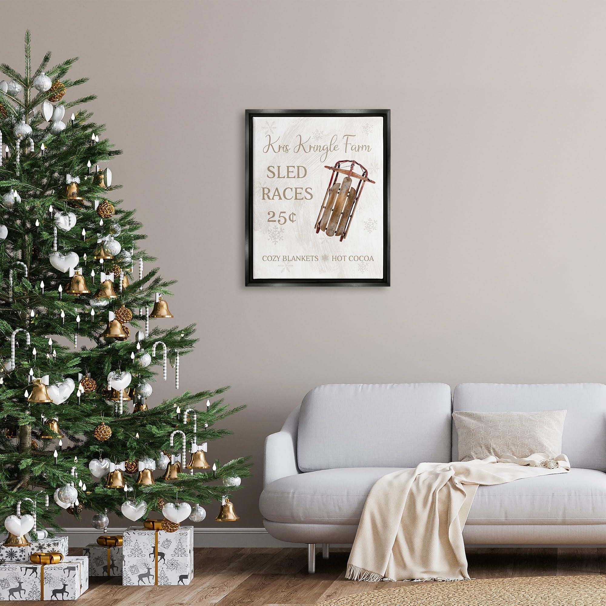Stupell Industries Stupell Industries Sled Races Holiday Sign Framed Floater Canvas Wall Art by Conrad Knutsen