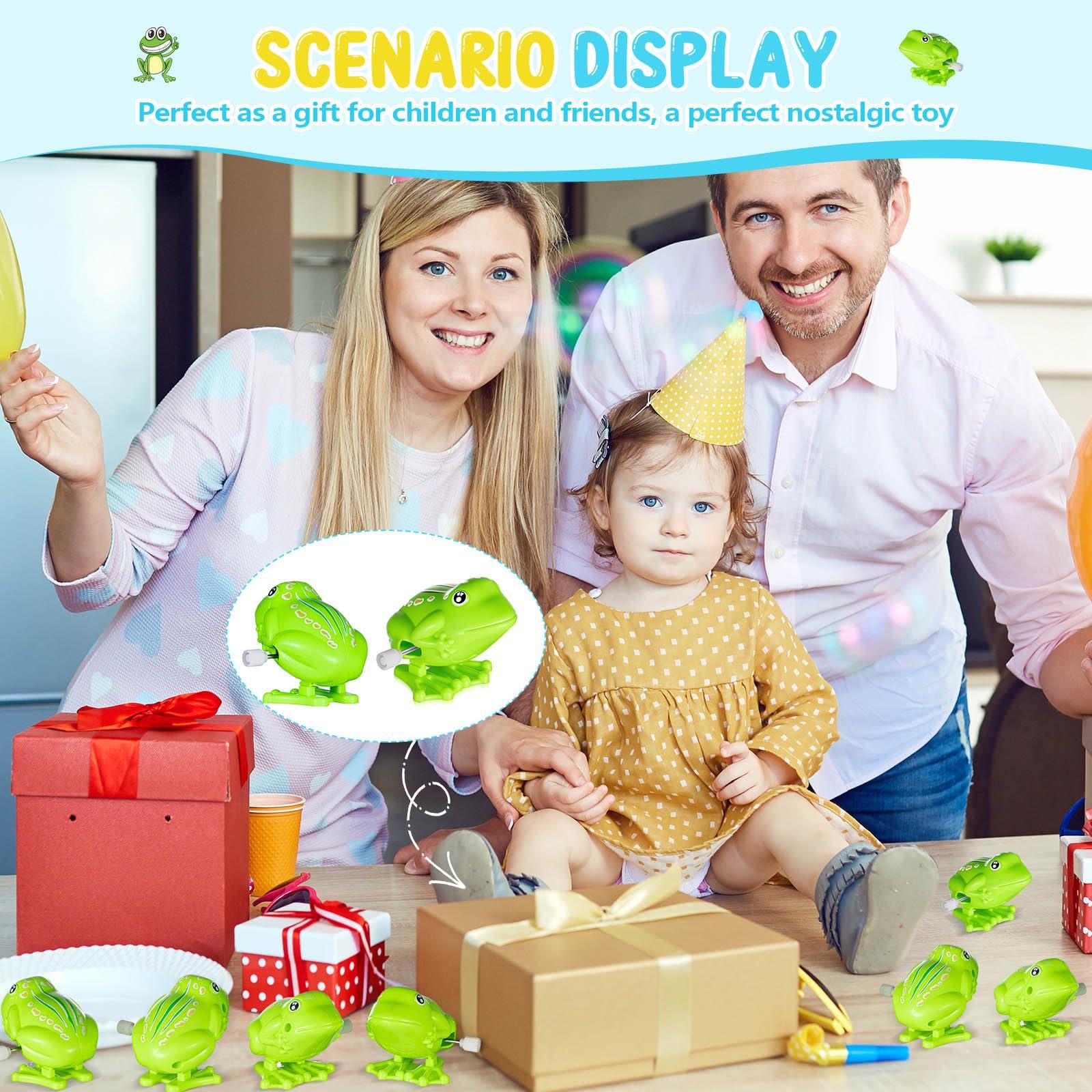 Seenelling Seenelling 20 Pcs Green Jumping Fun Frog Toys Plastic Cute Clockwork Frog Toy Bulk Toy Frog for Educational Gift