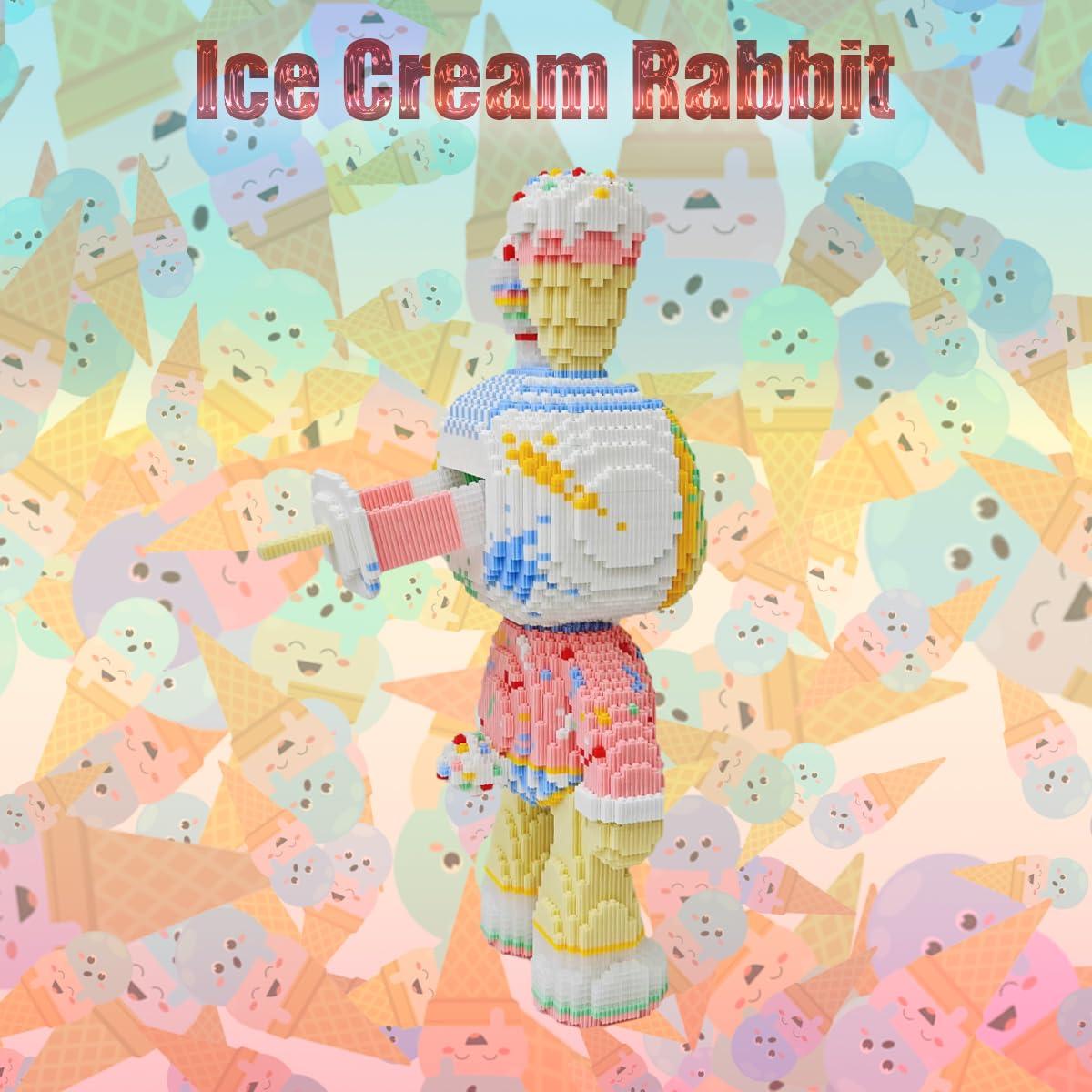 HONLANCH HONLANCH Animal Ice Cream Rabbit Micro Building Blocks Set8000PCS 55cm High Series Gift for Adults and Kids