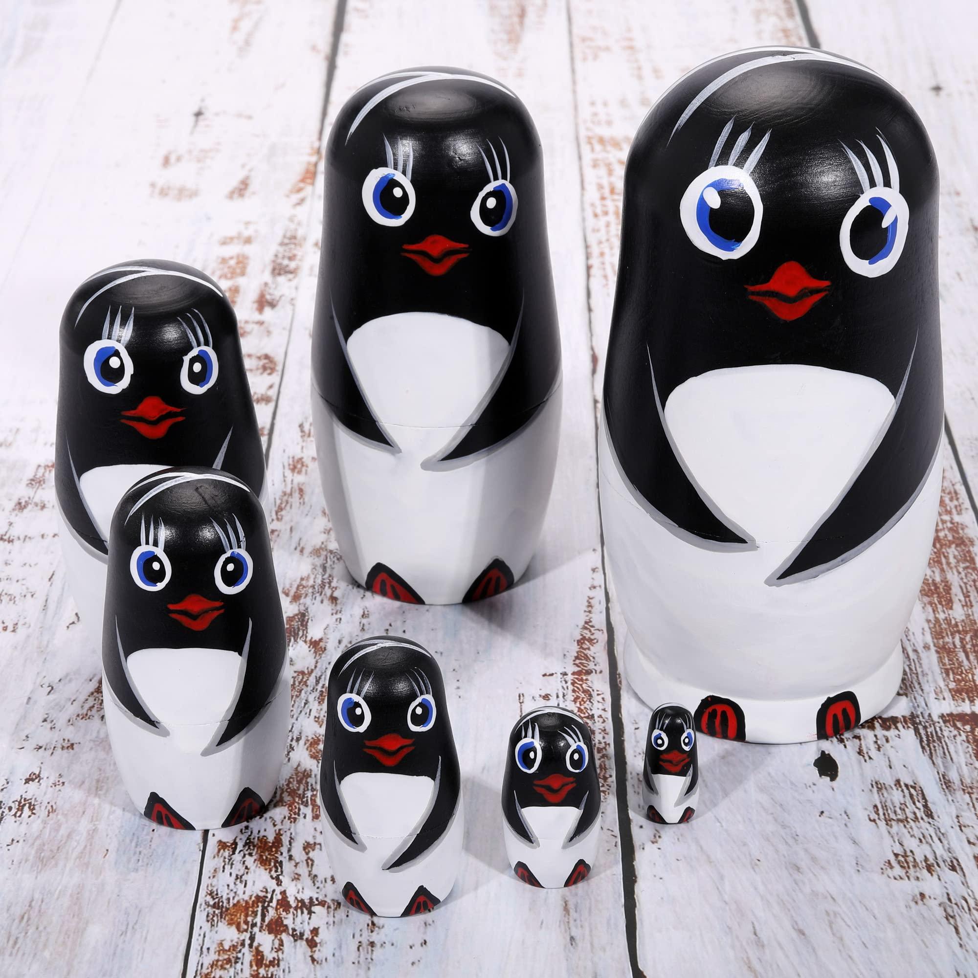 Yoption Yoption 7 Pieces Black Unpainted Nesting Dolls, Blank Russian Nesting Dolls Handmade DIY Create Your Own Matryoshka Nesting Dolls for Kids Boys Girls Paint Gift