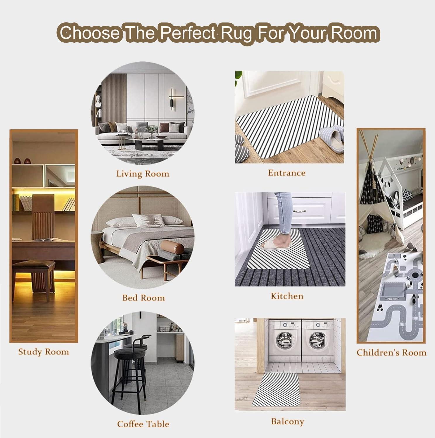 CWALIW Bohemian Morocco Area Rug for Bedroom,Brown Non Slip Machine Wash Area Rug, Affordable Carpet for Living Room, Nursery, Children's Room, Baby's Room (3'X4')