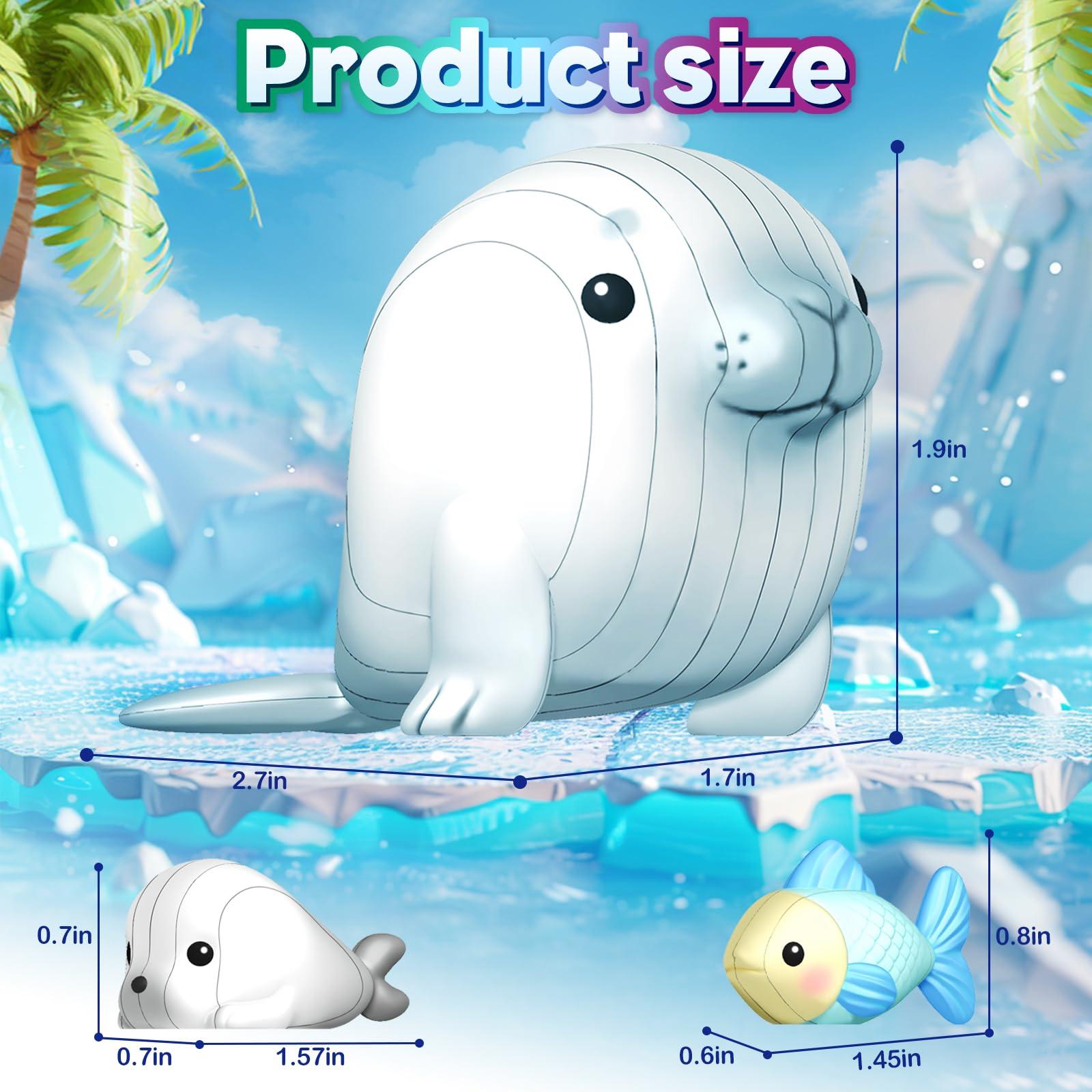 LC eterna 3D Sea Animals Puzzle, 3D Puzzles for Kids, 6 PCS Water Proof Animal Stickers, Mini Ocean Animals Toys Gifts for Boys Girls Kids