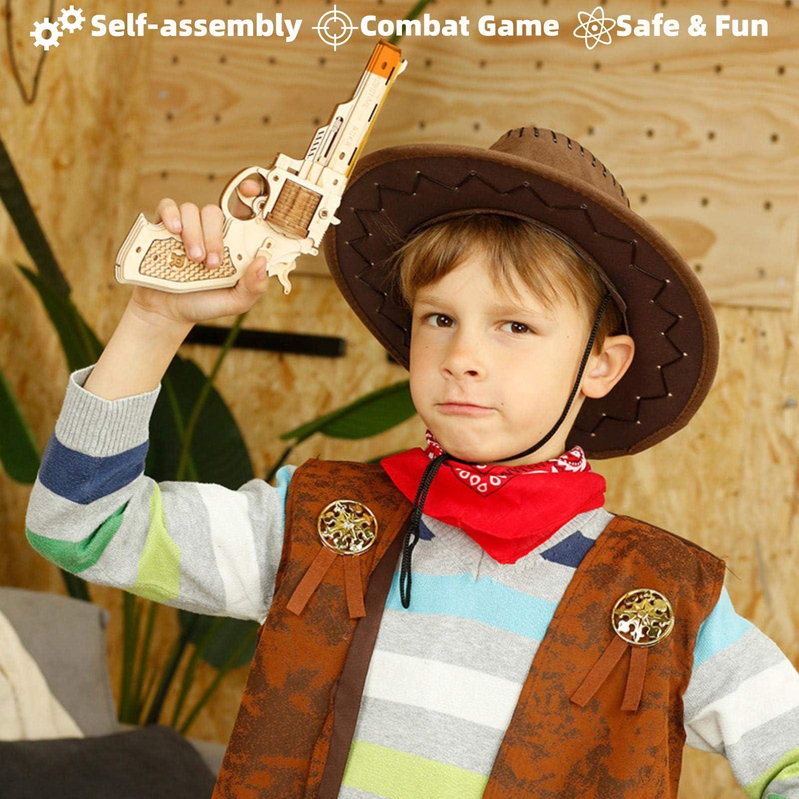 ROKR ROKR 3D Wooden Puzzle DIY Building Toys Mechanical Model - Multi-Player Game with Wood Targets &Rubber Bands, Gifts for Adults