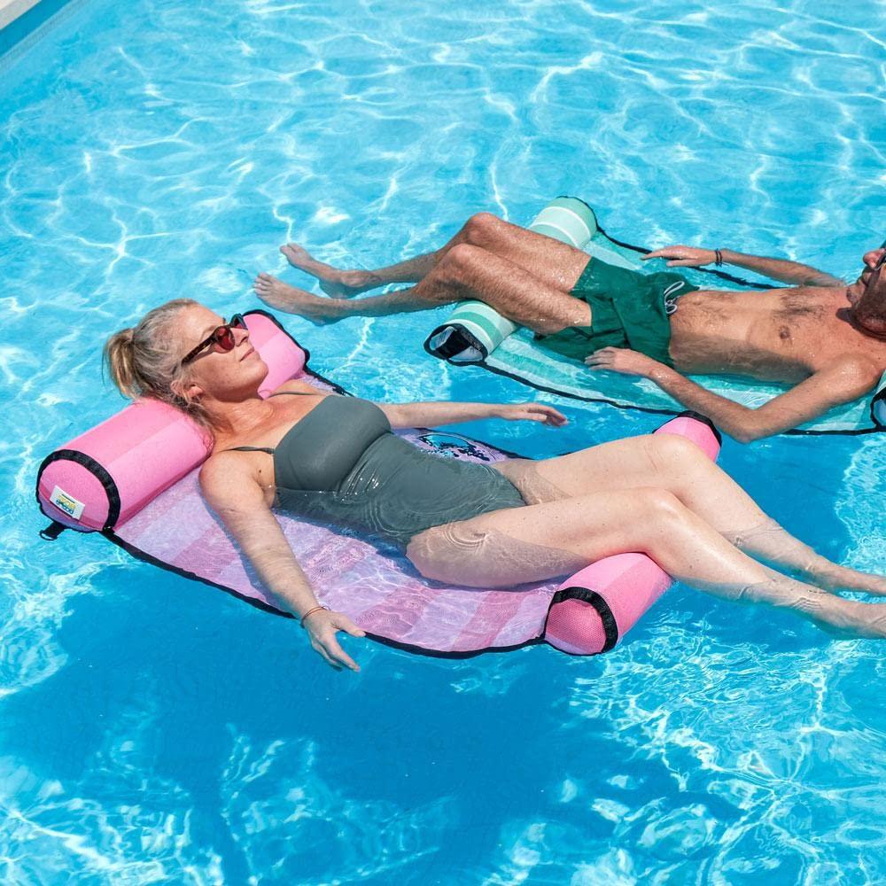 ACQUABOSS ACQUABOSS Water Hammock - Inflatable Swimming Pool & Beach Lounger, Lounge Chair Raft, Drifter, Saddle Float, Floating Bed & Floaties for Water, Summer Fun, Rest & Vacation - Candy Bomb