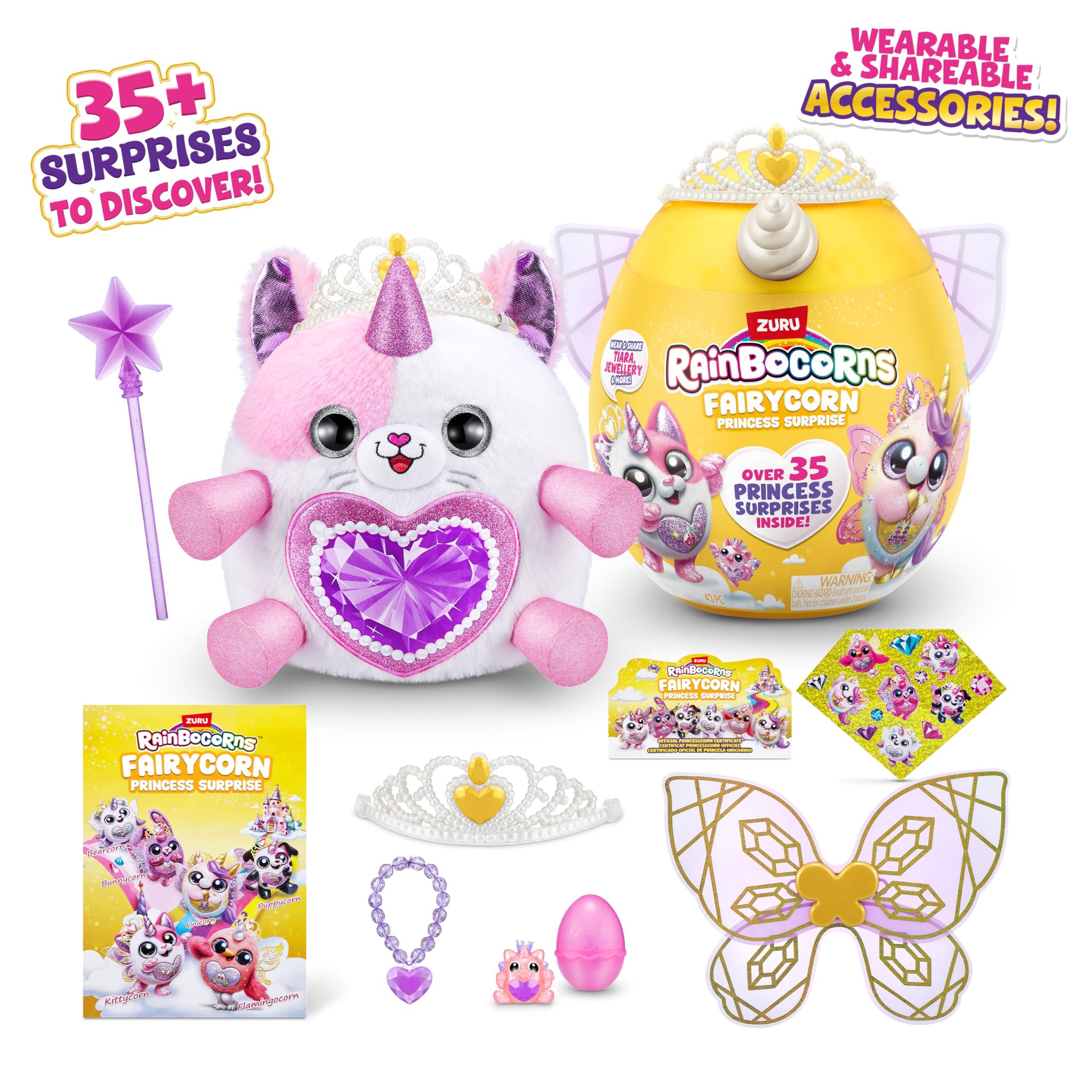 Rainbocorns Rainbocorns Fairycorn Princess Surprise (Kitty) by ZURU 11" Collectible Plush Stuffed Animal, Surprise Egg, Wearable Fairy Wings, Magical Fairy Princess, Ages 3+ for Girls, Children