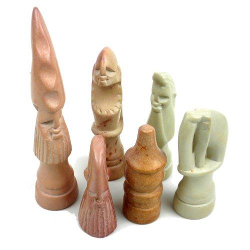 Global Crafts SMOLArt Hand Carved Soapstone Maasai Chess Set - 14" Board