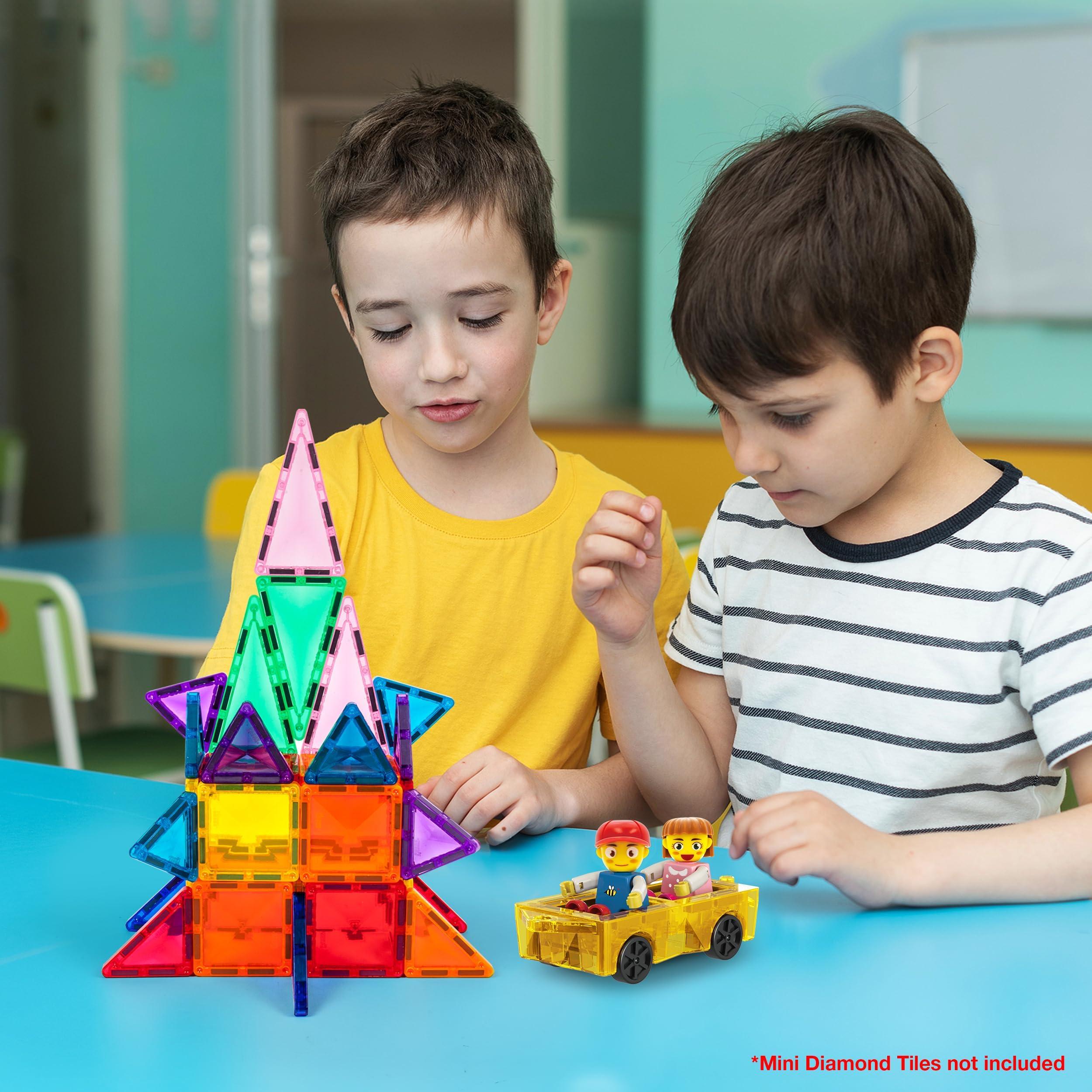 PicassoTiles PicassoTiles Mini Magnetic Tiles Expansion Car Truck and Figures Play Set, Kids Building Magnet Bricks STEM & Learning Toys, Magnetic Add-ons, Car Toys, Toddler Preschool 3 years and up boys and girls