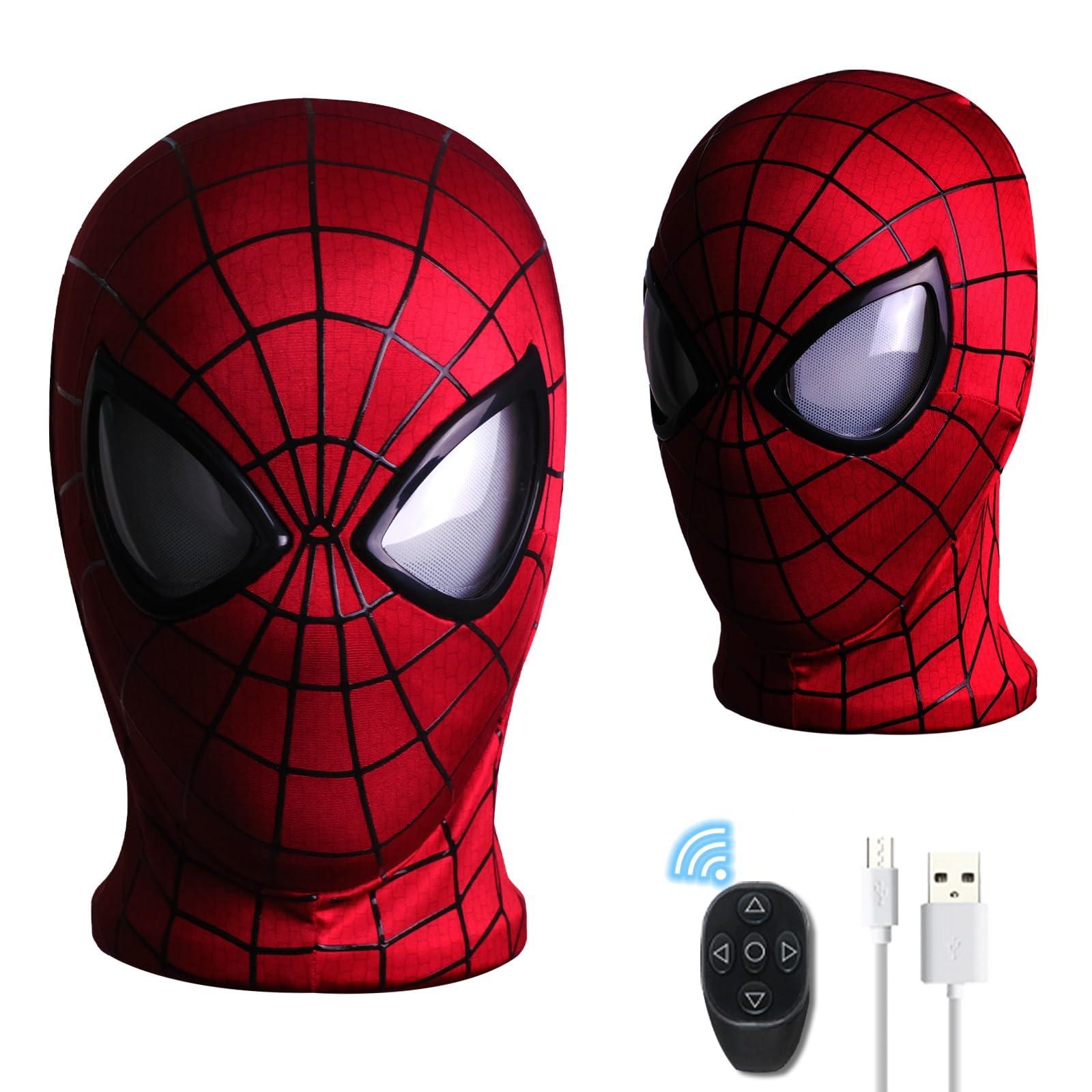 Tarrshiney Tarrshiney Amazing Spider Hero Mask Movable Mechanical Light up Eyes With Remote Control Super Hero Full Mask Moving Lenses Cosplay Wearable Prop Mask Homecoming Mask For Gift.