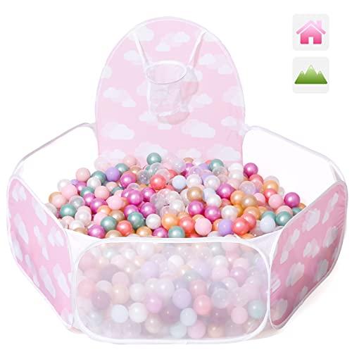 STARBOLO STARBOLO Ball Pit for Toddler - Pink Pop Up Childrens Ball Pits 4 Ft/120CM Tent for Toddlers Baby Crawl Ball Pool Fence with Basketball Hoop and Zipper Storage Bag Suit for Indoor and Outdoor.