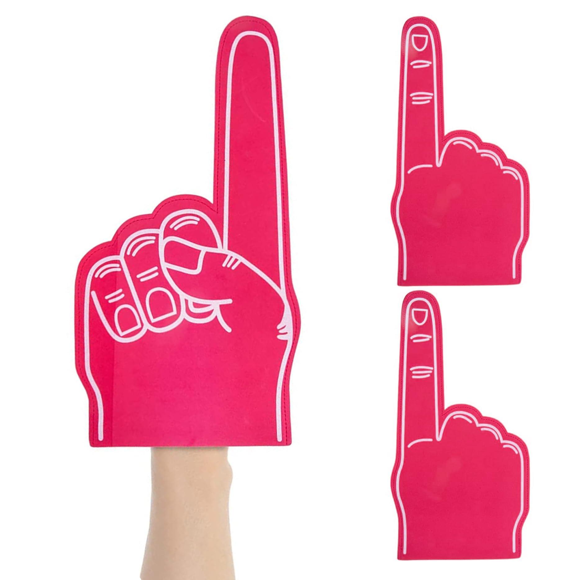 BEAHING BEAHING Foam Hands, Giant Foam Finger 18 Inch Number 1 Foam Hand Cheerleading Foam Fingers for Sports Cheer School Sport Games Party Supplies 3Pcs Red, Foam Finger for Sports