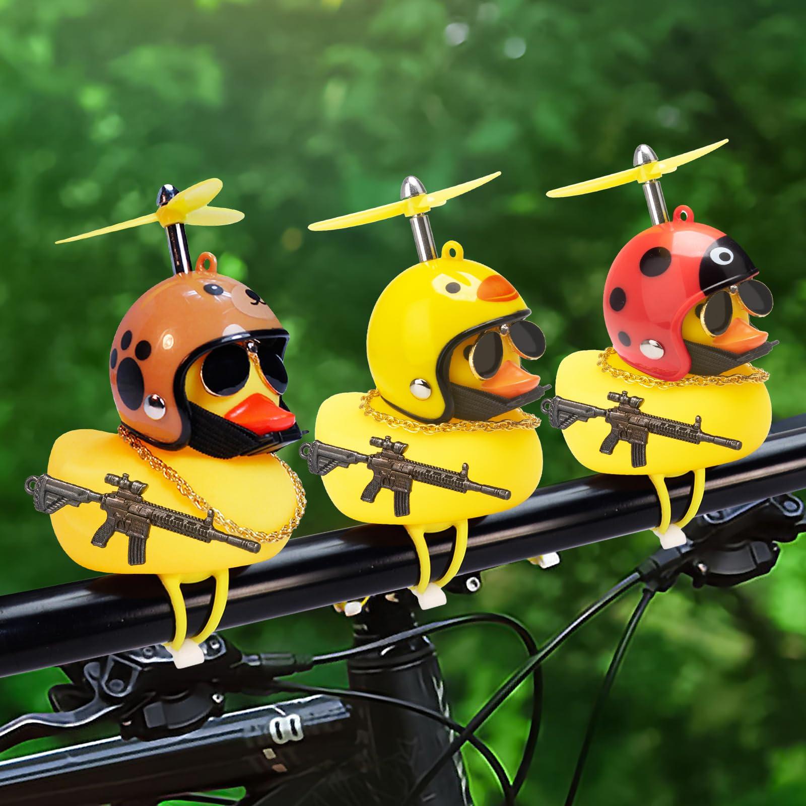 wonuu wonuu Rubber Duck Car Ornaments, Squeeze Duck Dashboard Decorations Kids Bicycle Decor for Cycling Motorcycle & Bicycle Accessories Decorations (Bear-L&G)