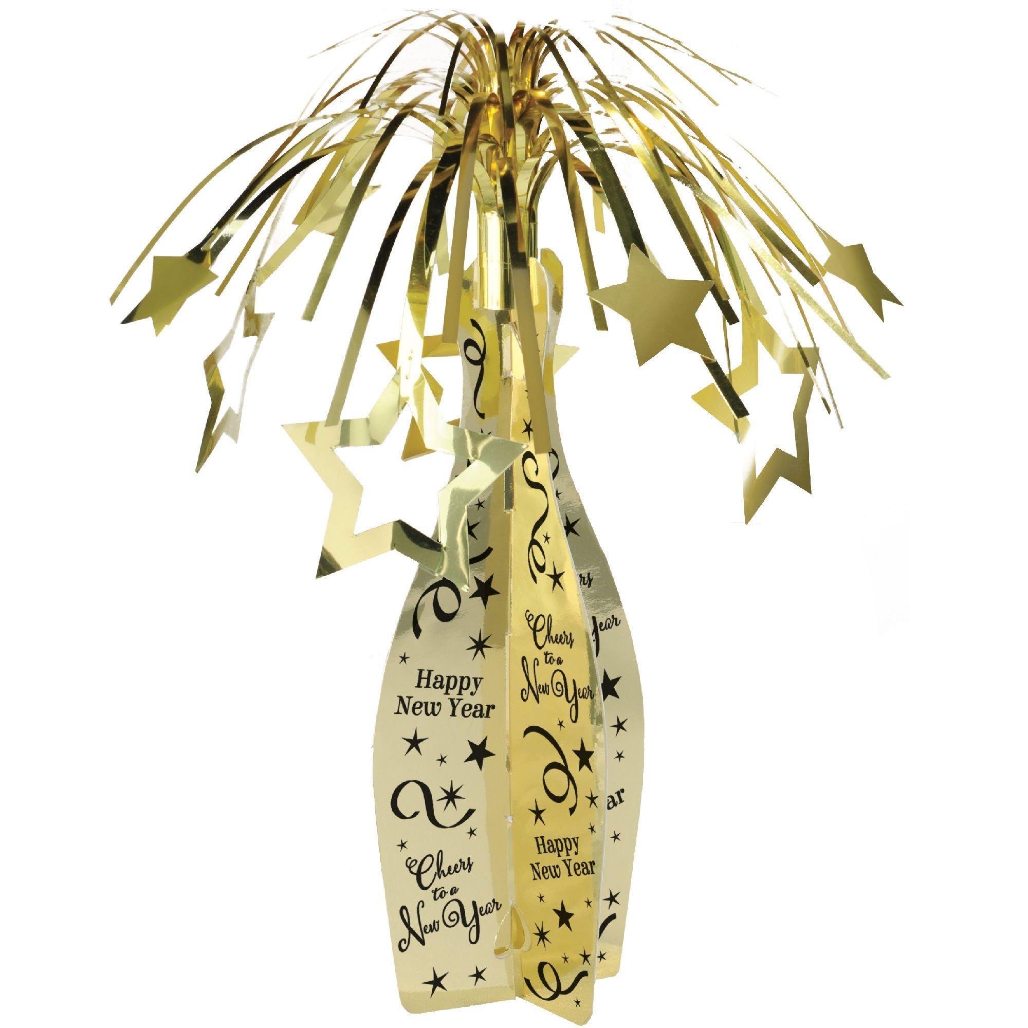 amscan amscan Happy New Year Champagne Bottle Foil Centerpiece | Party Decoration, Gold, 19\" (241338)