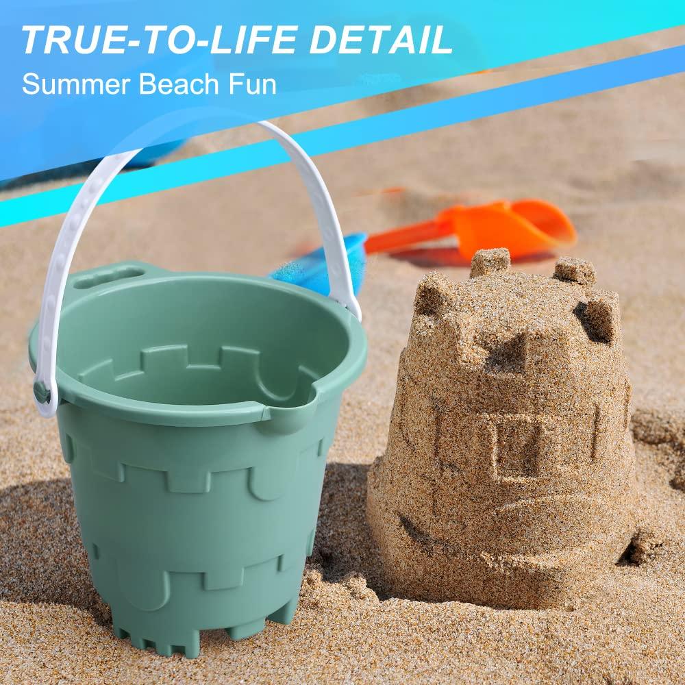Anzmtosn Jumbo Avocado Castle Model Beach Gear 7\" Large Sand Buckets Pails Beach Water Pool Gardening Bath Toy Environmentally ABS Durable Thick Plastic Complete Gift Set Bundle for Kids Boys Girls