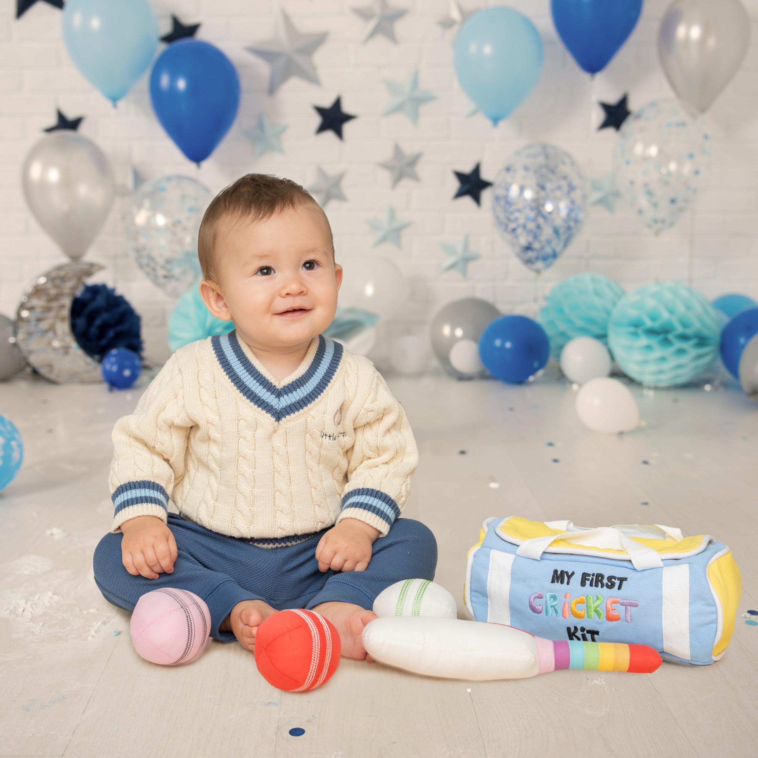 CRICBABY CRICBABY My First Cricket Kit | Organic Soft Plush Toy | Gift Baby and Infant 0-2 Years | 3 Soft Sensory Cricket Balls-Rattle, Crinkle, Squeaker & 1 Rainbow Rattle Cricket Bat | Safe, Fun, Educational
