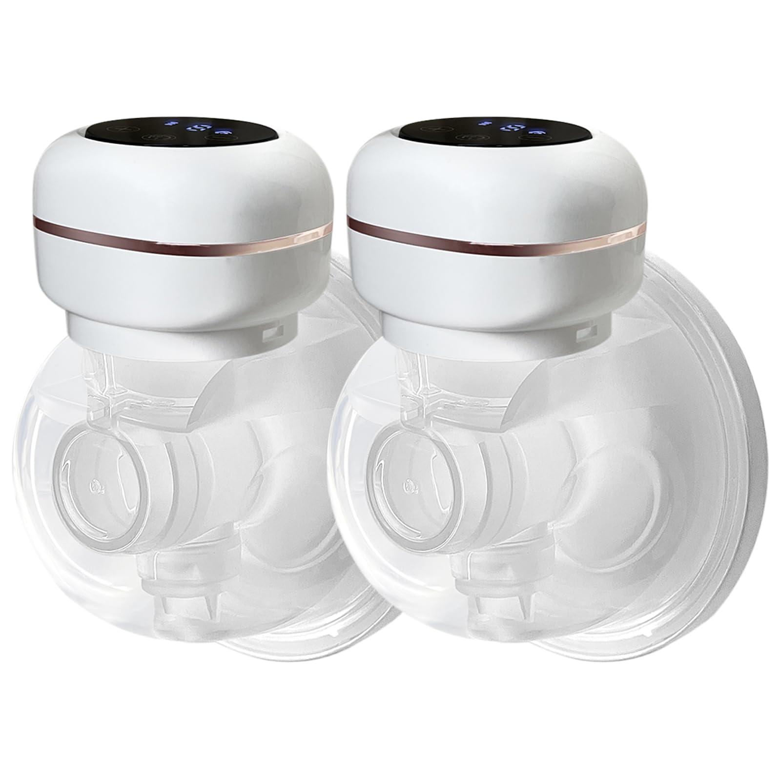 ZZDD ZZDD Double Wearable Breast Pump, Memory Function Rechargeable with Massage and Pumping Mode 24mm WhiteLCD Display, Electric Hands-Free Breast Pumps with 2 Modes, 9 Levels, 1