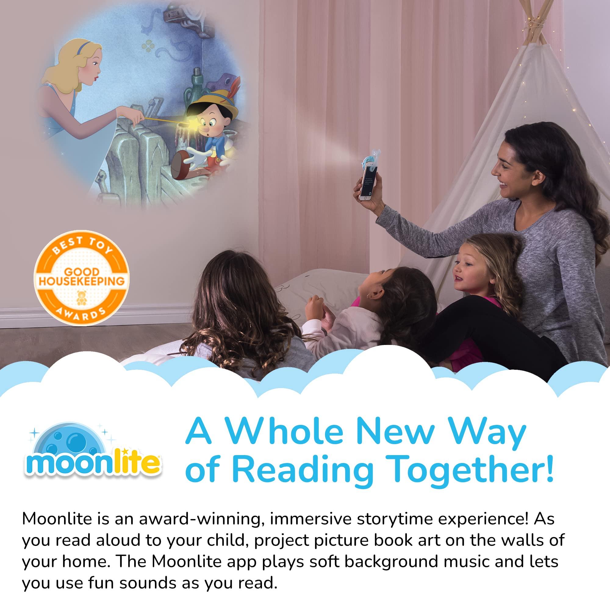 Moonlite Moonlite Storytime Mini Projector with 4 Classic Disney Stories, A Magical Way to Read Together, Digital Storybooks, Fun Sound Effects, Learning Gifts for Kids Ages 1 and Up