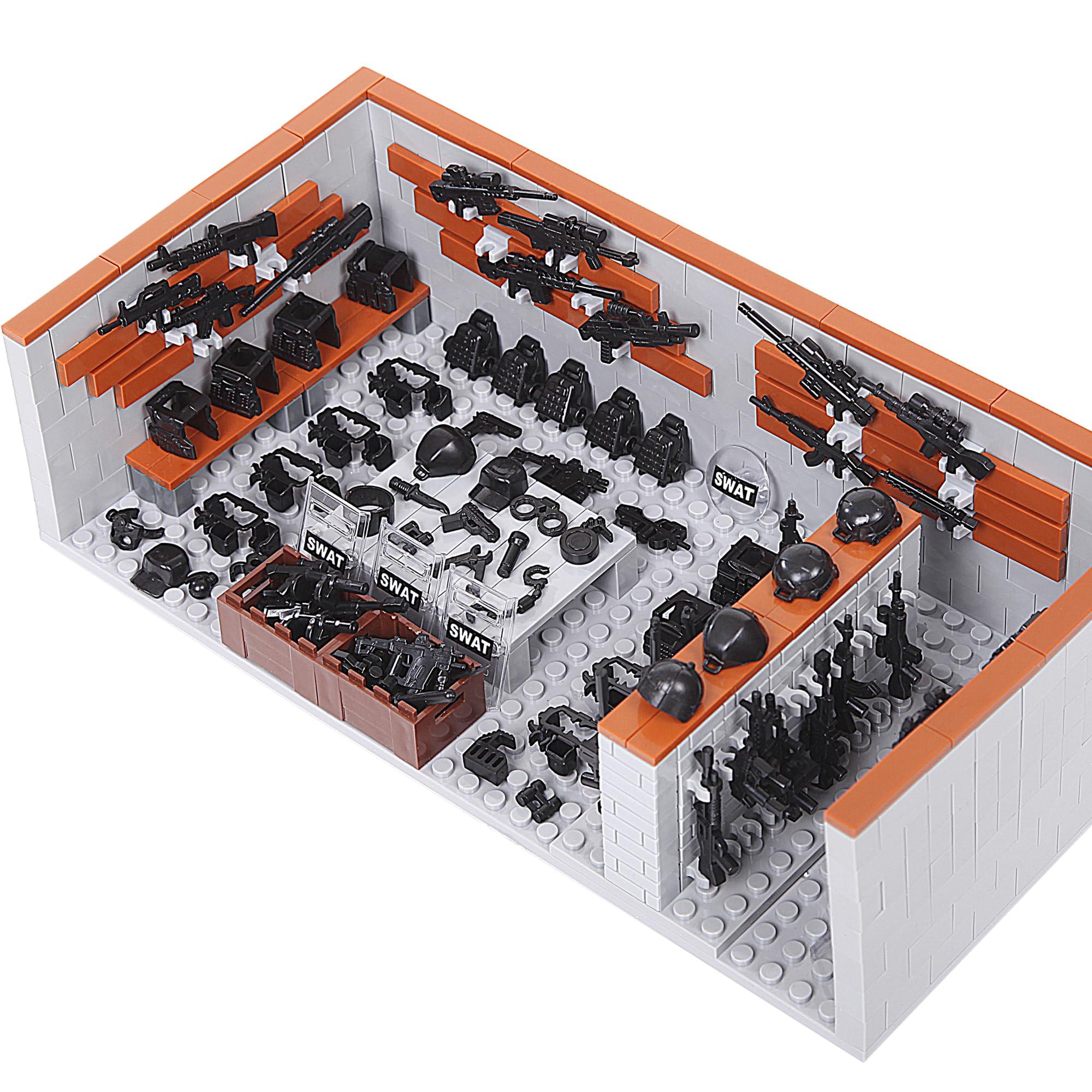 FANLANTEE Military Base Army Base Building Blocks Sets WW2 Battle Brick Armory Swat Team Weapons Pack Toys Compatible with Major Brands Bricks(568 Pcs)