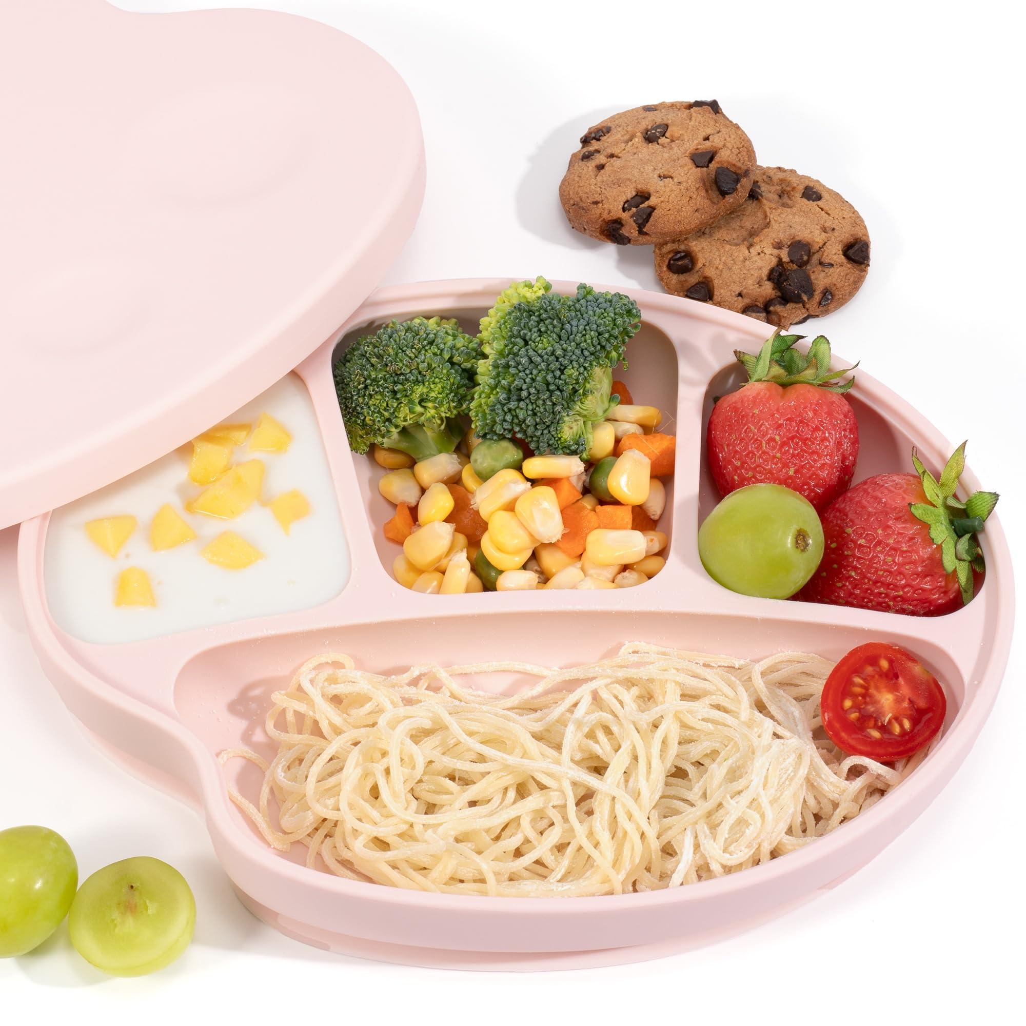 Li & Zhao Li&Zhao Baby Bowls with Suction - Suction Plates for Toddlers Toddler Plate Baby Plate Divided Design Kids Plates Baby Suction Plate with Lids Microwave & Dishwasher