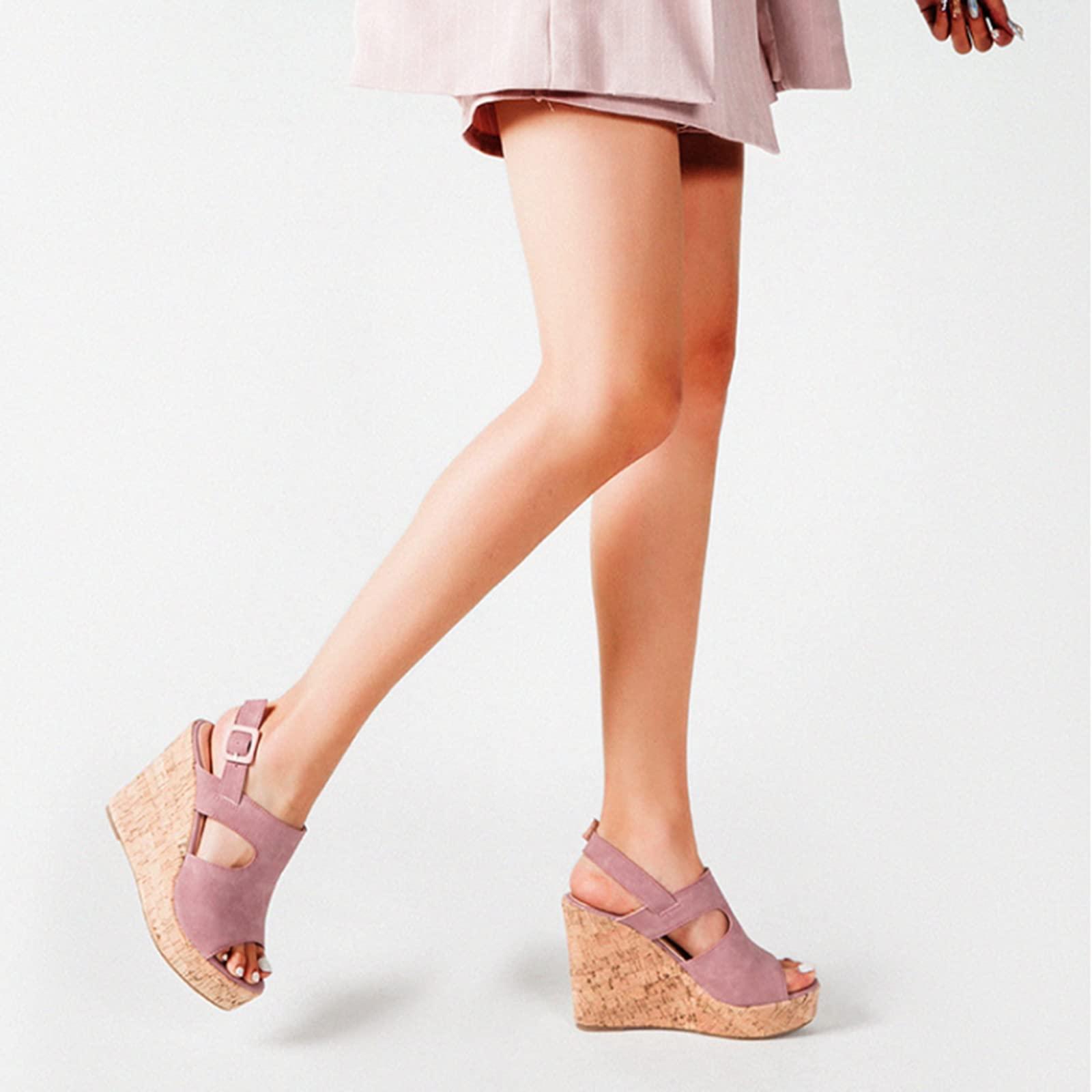 ZBYY ZBYY Women's Platform Sandals Open Toe Buckle Ankle Strap Chunky Platform Sandals Espadrille Gladiator Wedge Sandal
